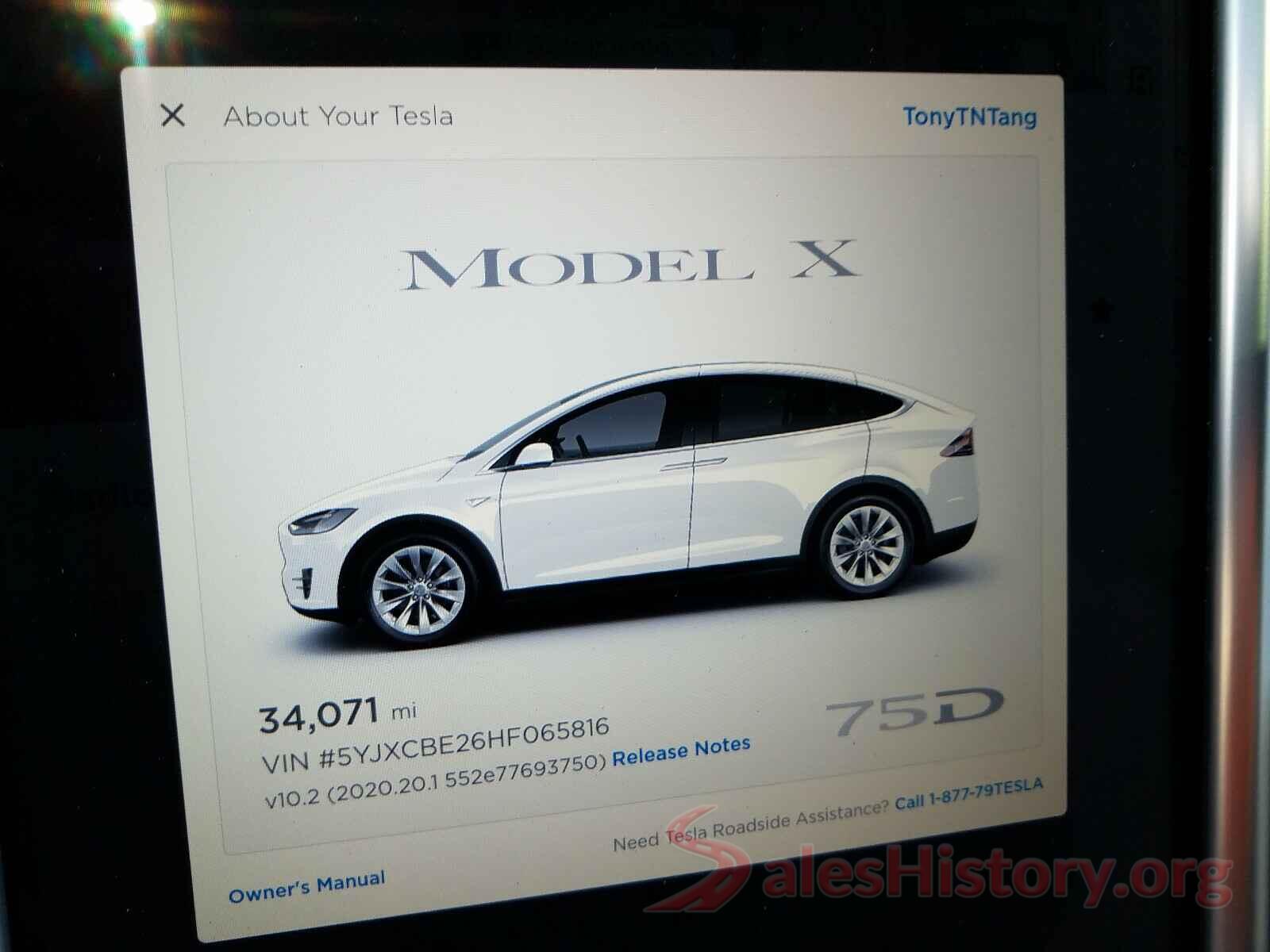 5YJXCBE26HF065816 2017 TESLA MODEL X