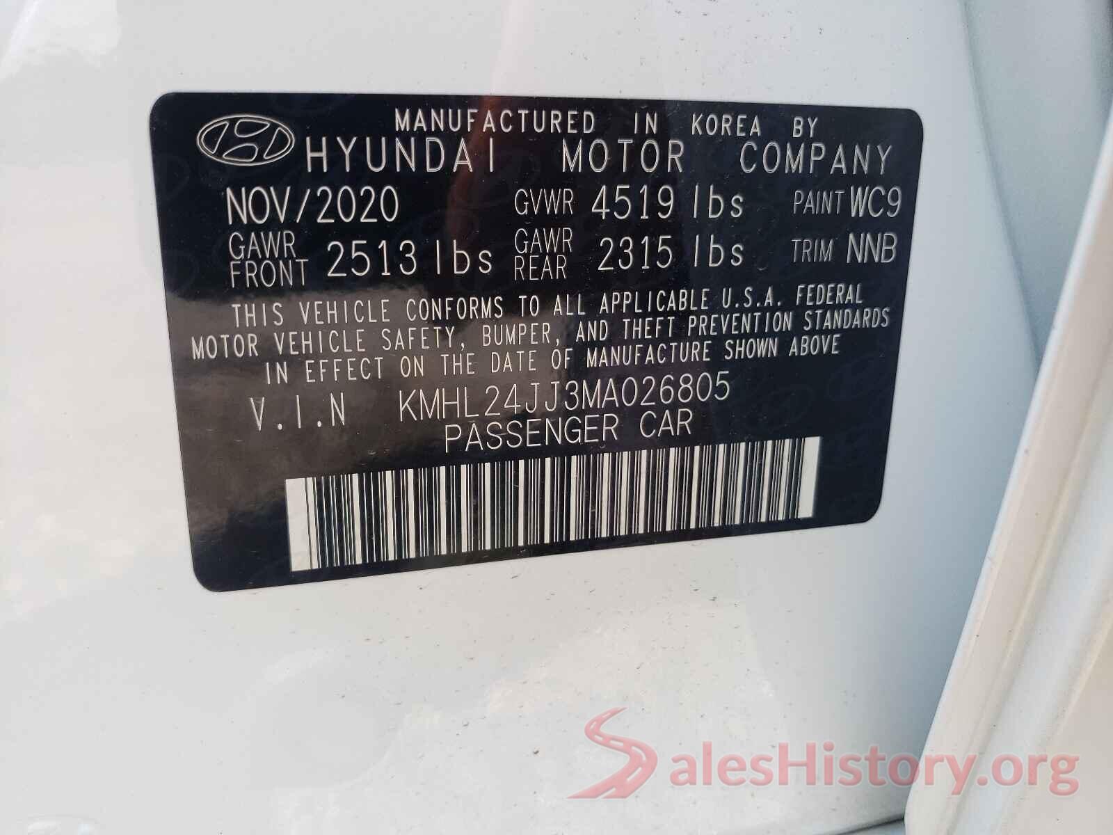 KMHL24JJ3MA026805 2021 HYUNDAI SONATA