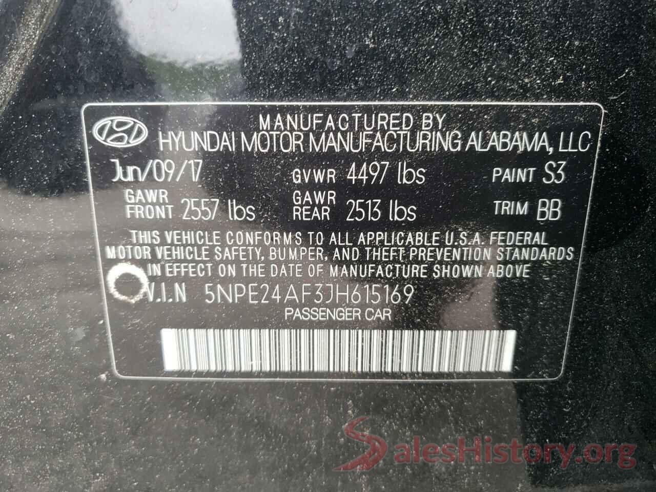 5NPE24AF3JH615169 2018 HYUNDAI SONATA