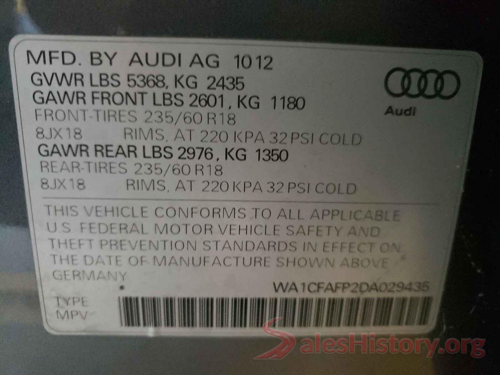 WA1CFAFP2DA029435 2013 AUDI Q5