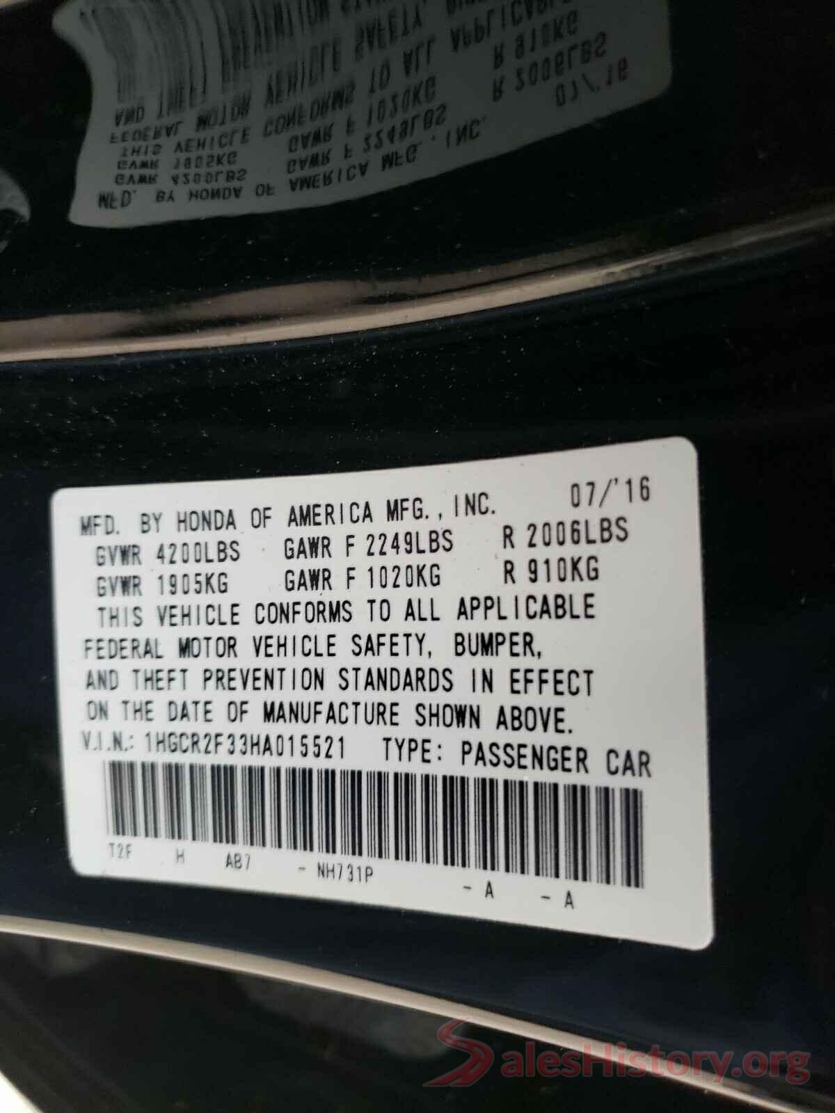 1HGCR2F33HA015521 2017 HONDA ACCORD