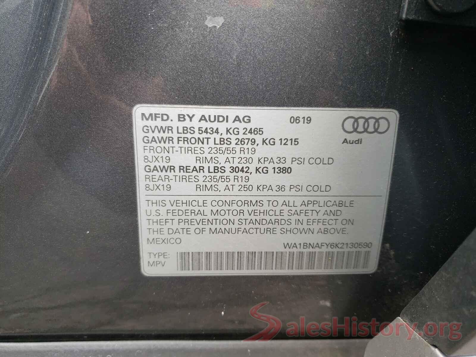 WA1BNAFY6K2130590 2019 AUDI Q5