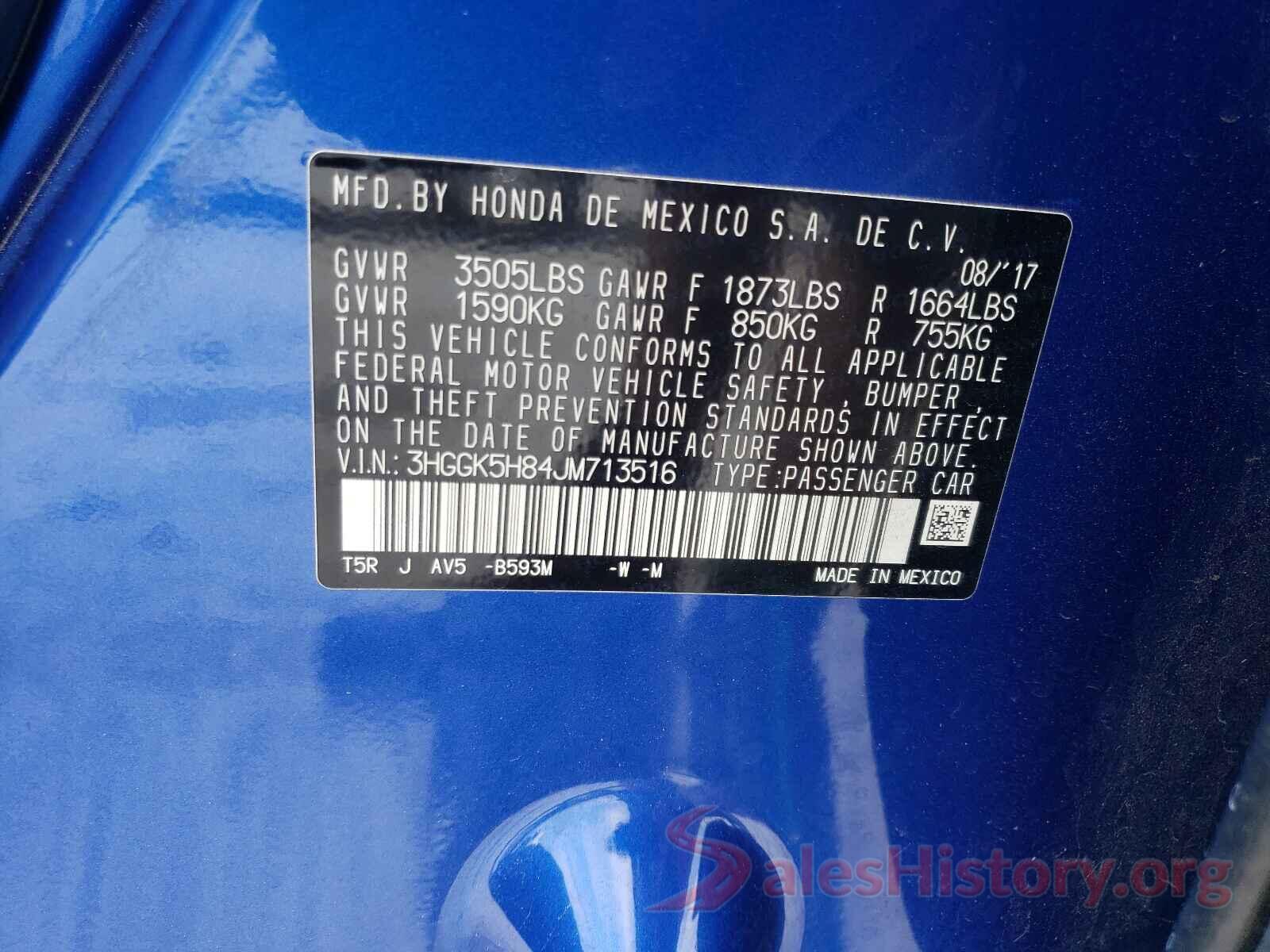 3HGGK5H84JM713516 2018 HONDA FIT