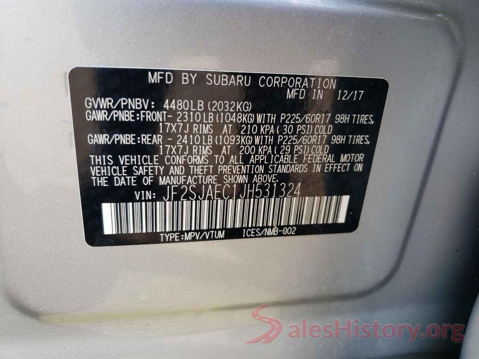 JF2SJAEC1JH531324 2018 SUBARU FORESTER