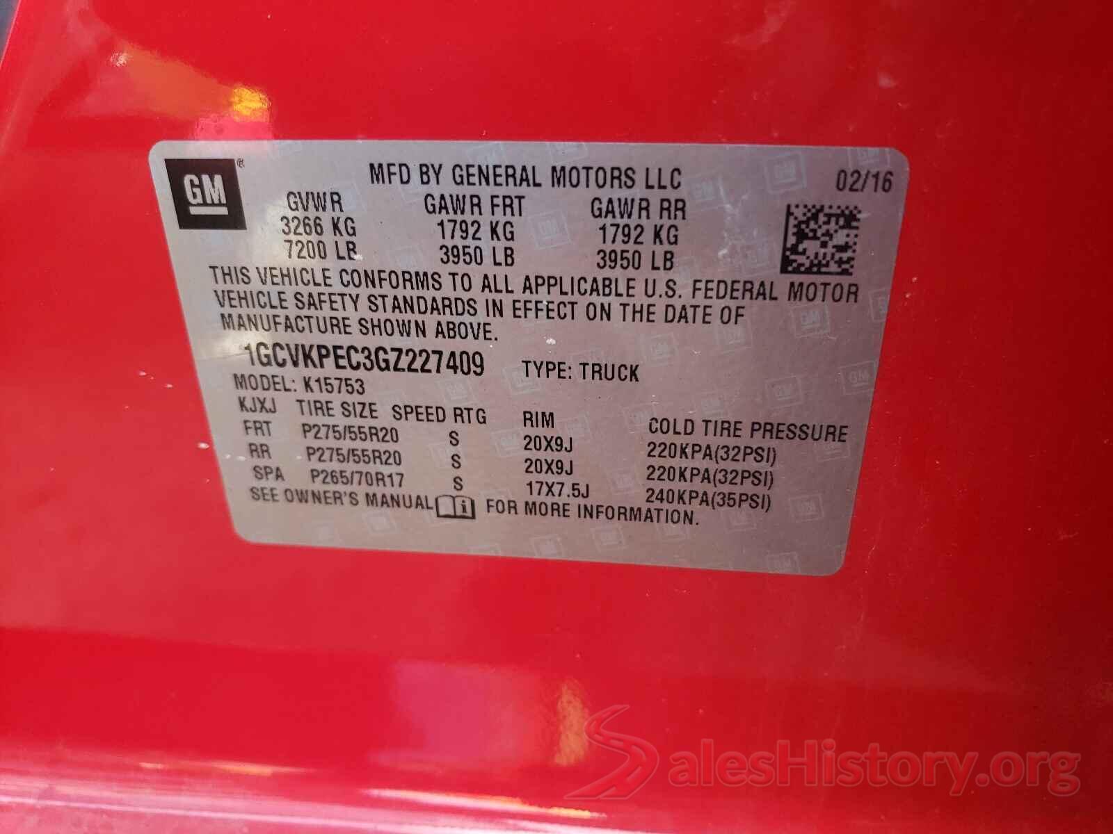 1GCVKPEC3GZ227409 2016 CHEVROLET SILVERADO