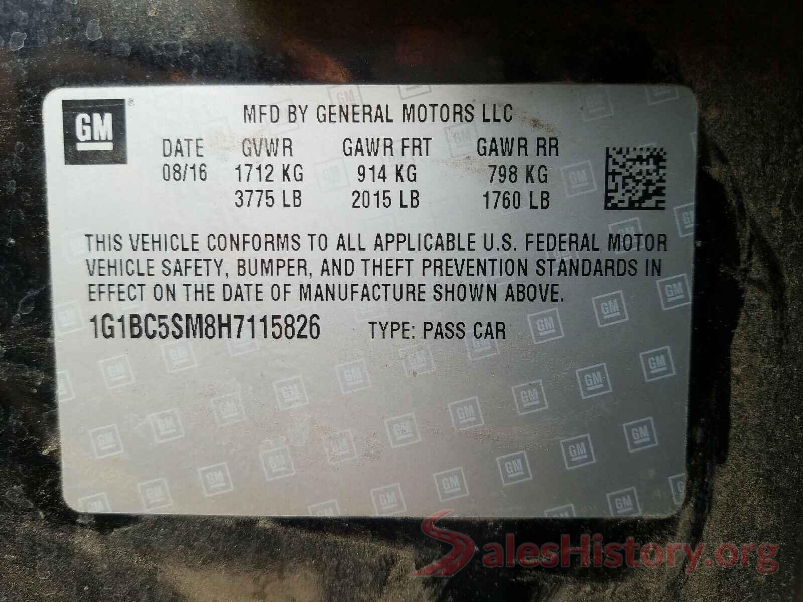 1G1BC5SM8H7115826 2017 CHEVROLET CRUZE