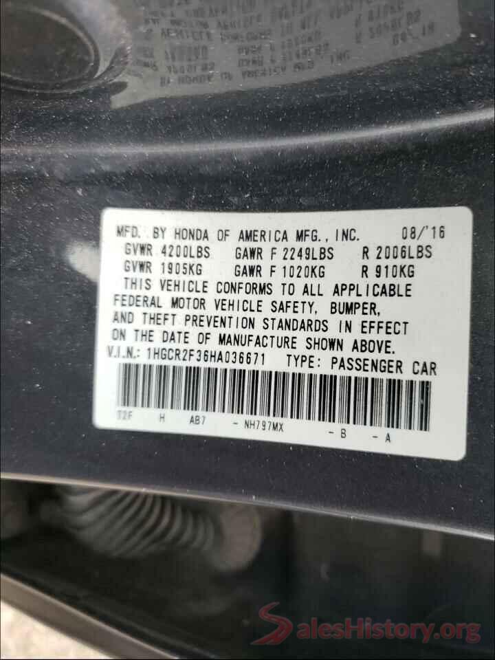 1HGCR2F36HA036671 2017 HONDA ACCORD