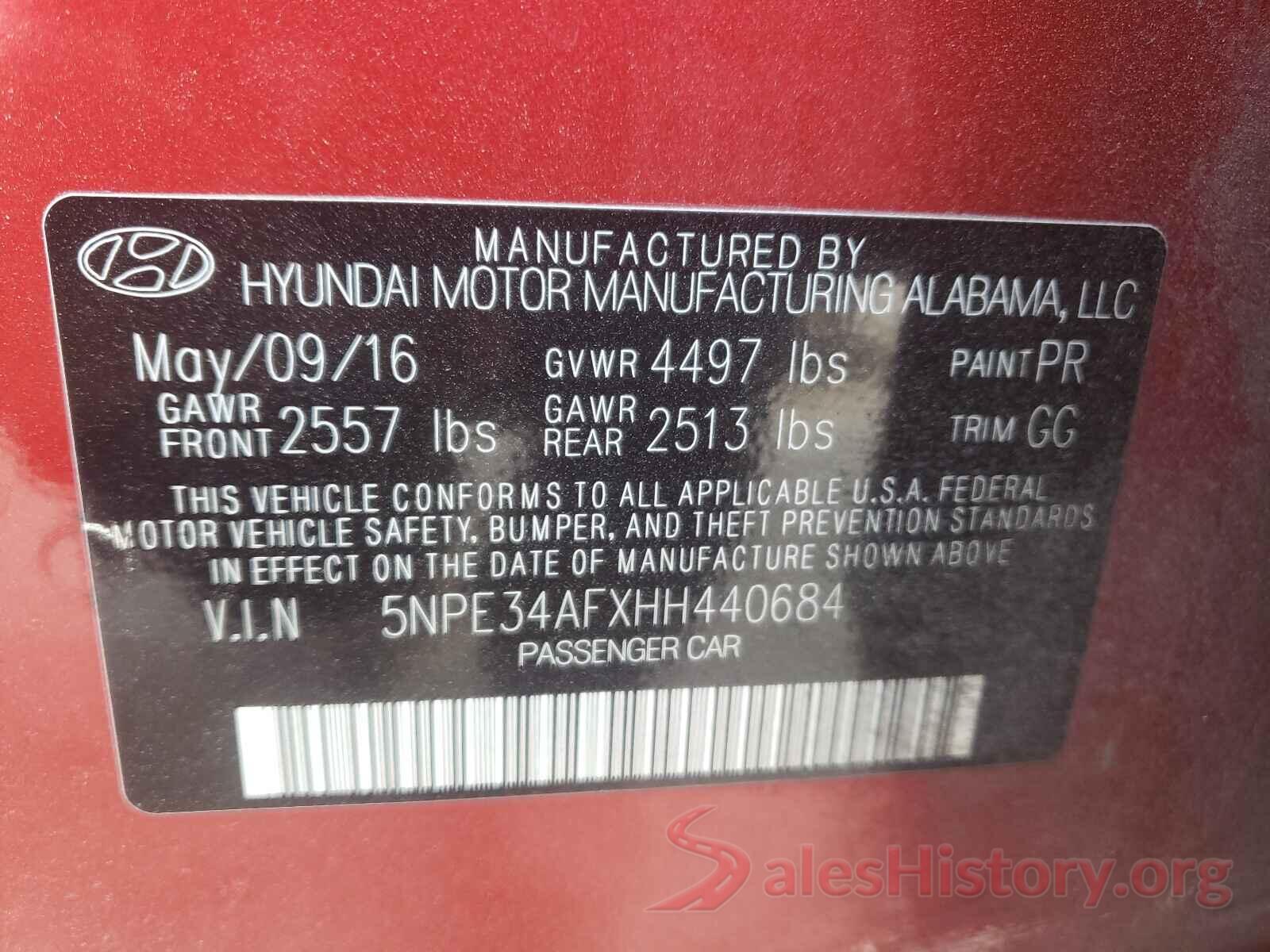 5NPE34AFXHH440684 2017 HYUNDAI SONATA