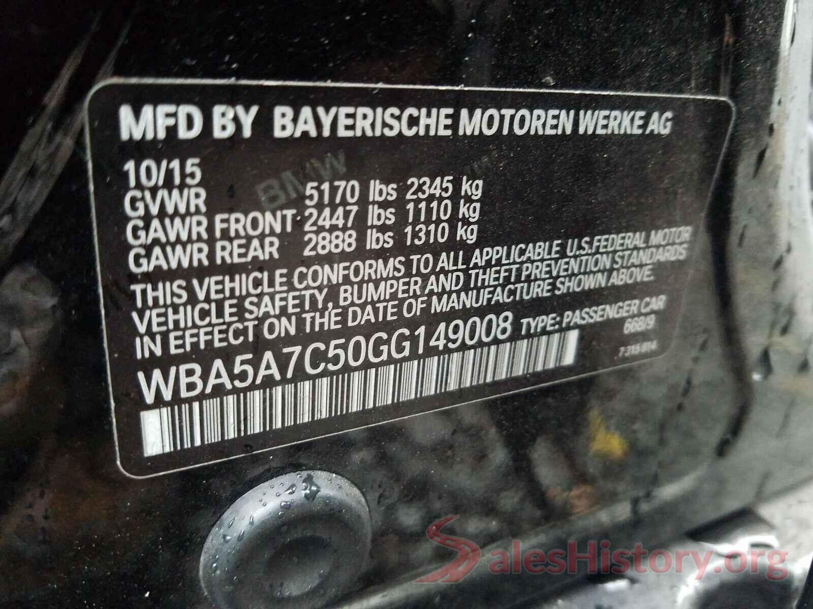 WBA5A7C50GG149008 2016 BMW 5 SERIES