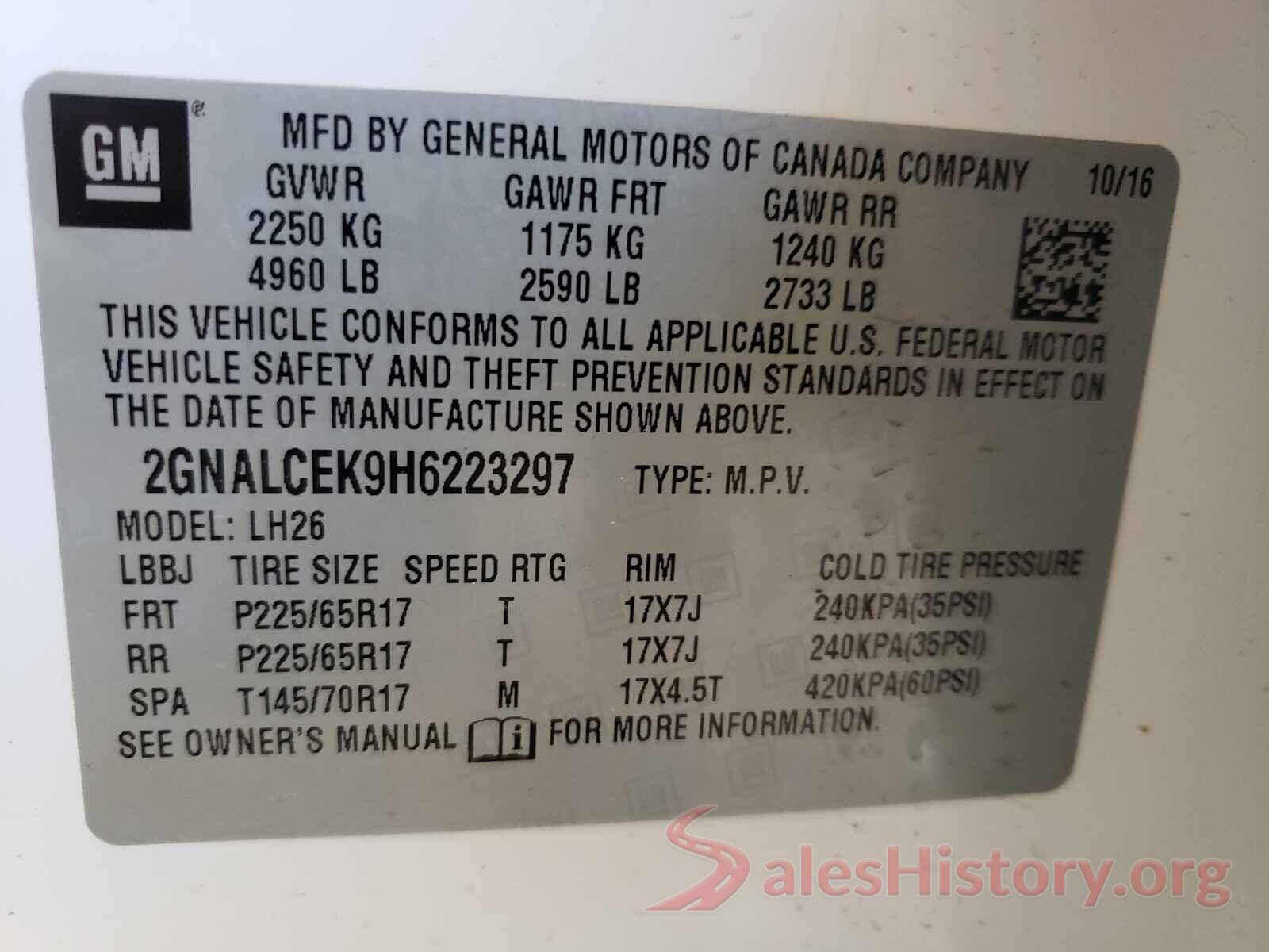 2GNALCEK9H6223297 2017 CHEVROLET EQUINOX