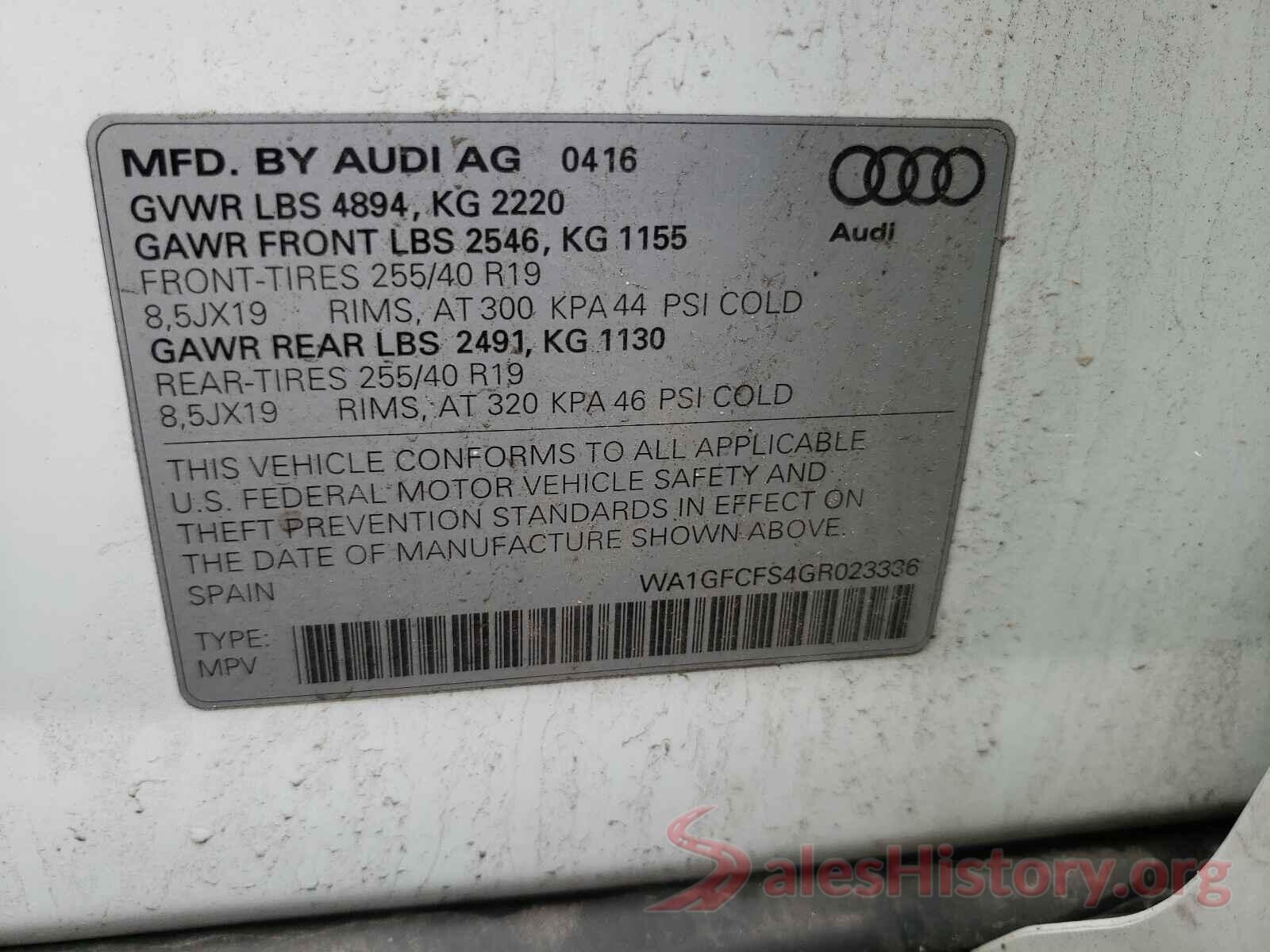 WA1GFCFS4GR023336 2016 AUDI Q3