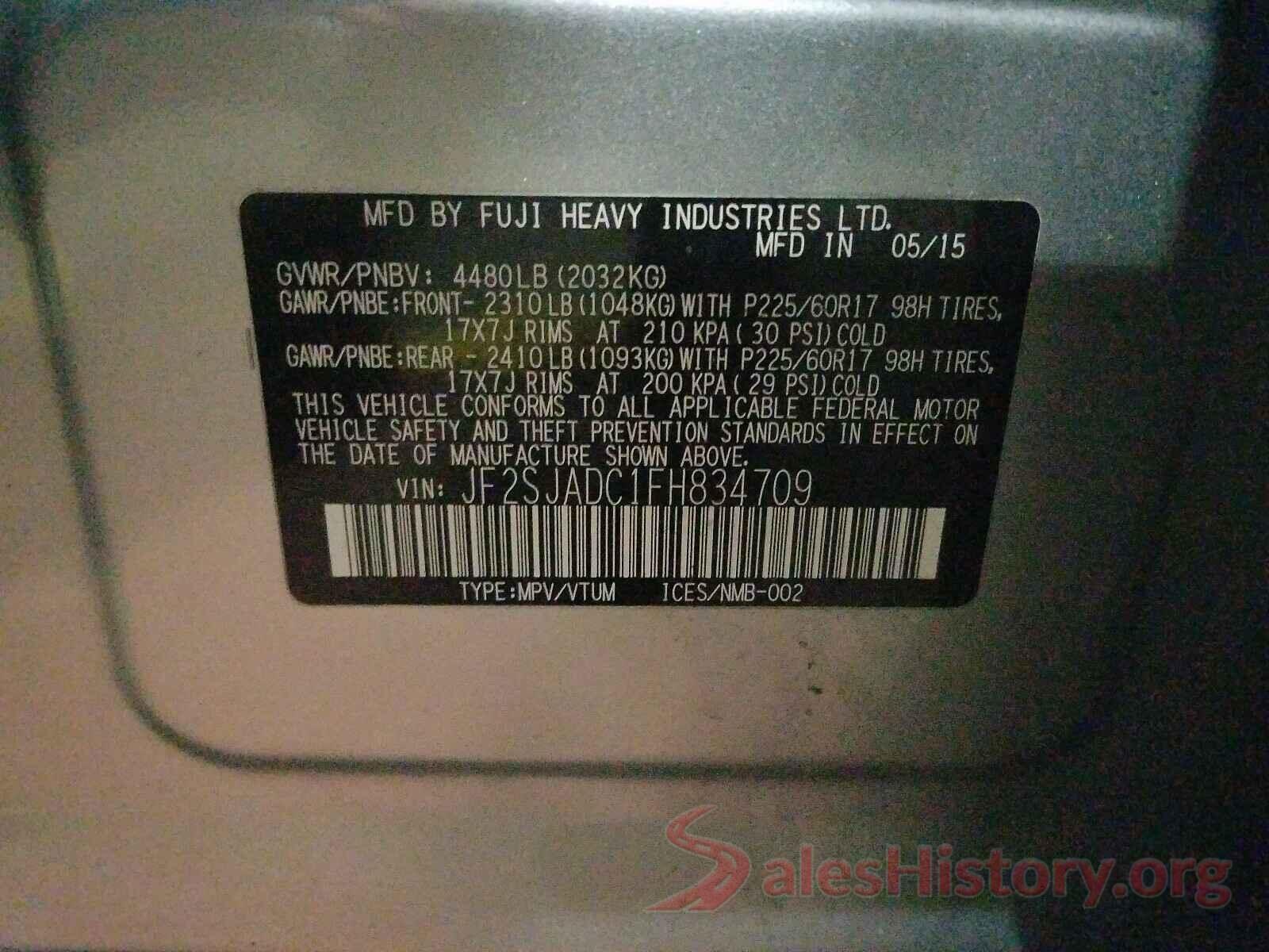 JF2SJADC1FH834709 2015 SUBARU FORESTER