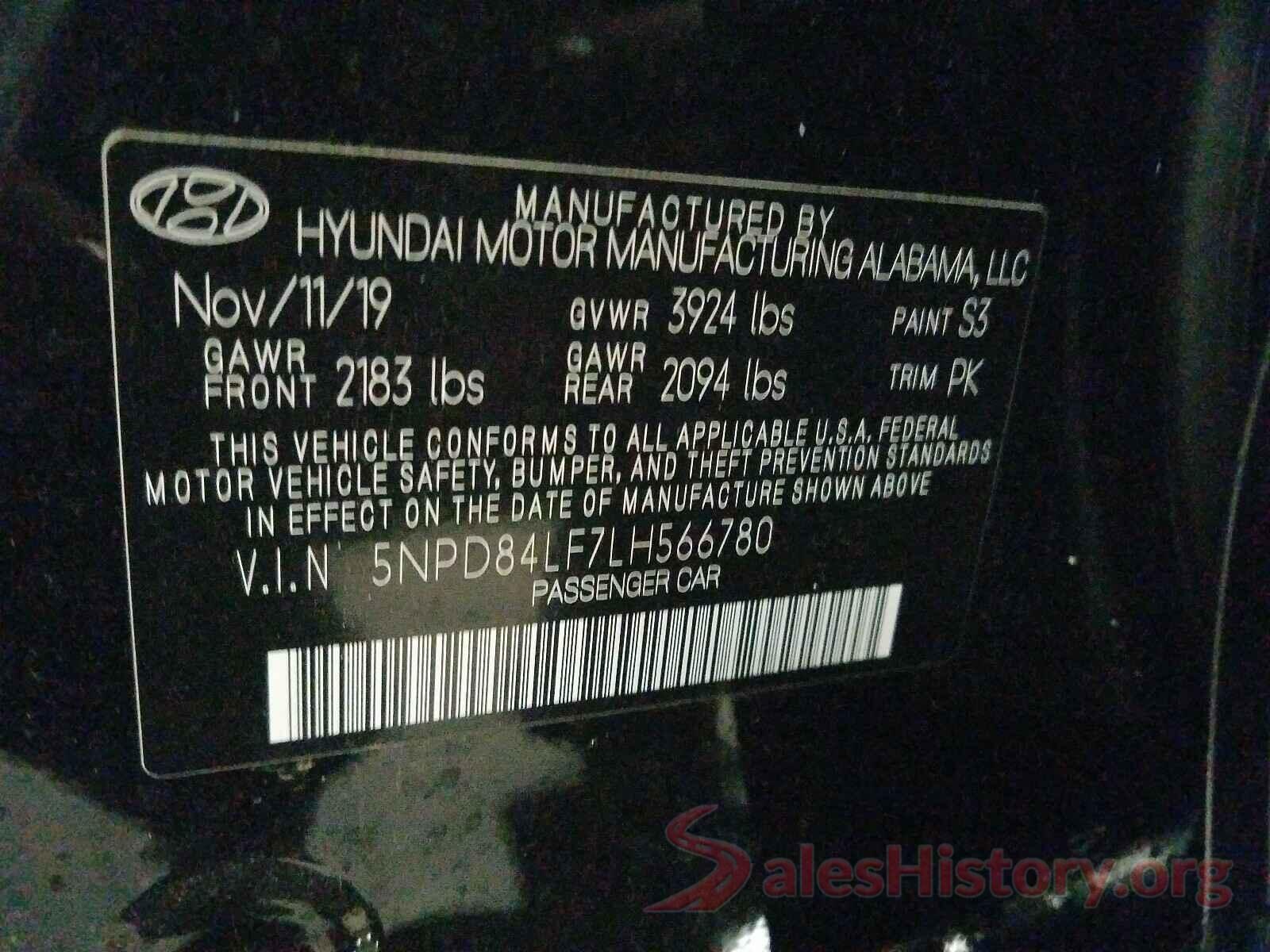 5NPD84LF7LH566780 2020 HYUNDAI ELANTRA