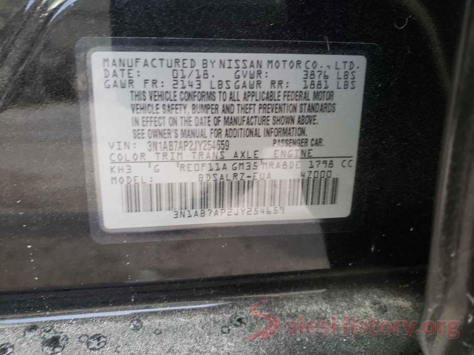 3N1AB7AP2JY254659 2018 NISSAN SENTRA