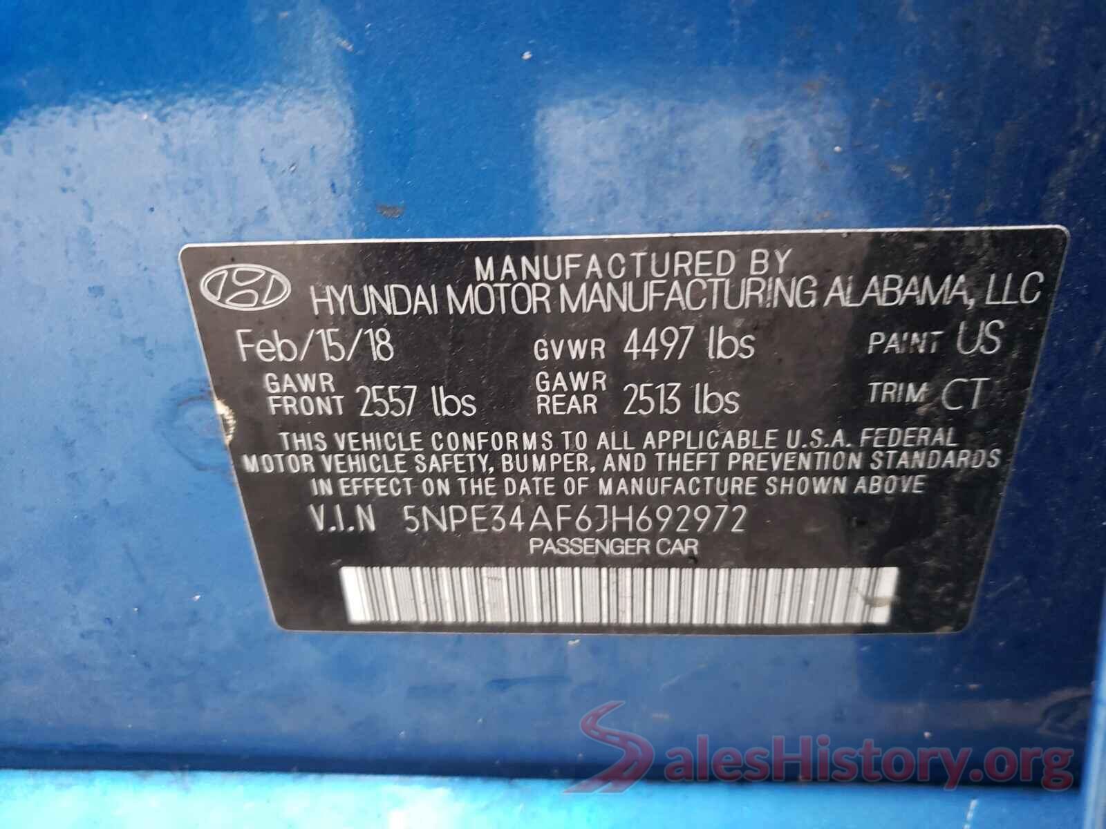 5NPE34AF6JH692972 2018 HYUNDAI SONATA