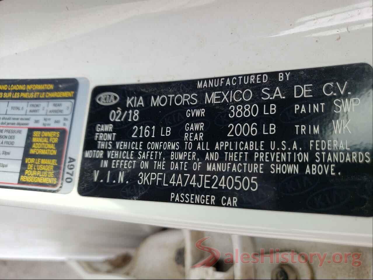 3KPFL4A74JE240505 2018 KIA FORTE