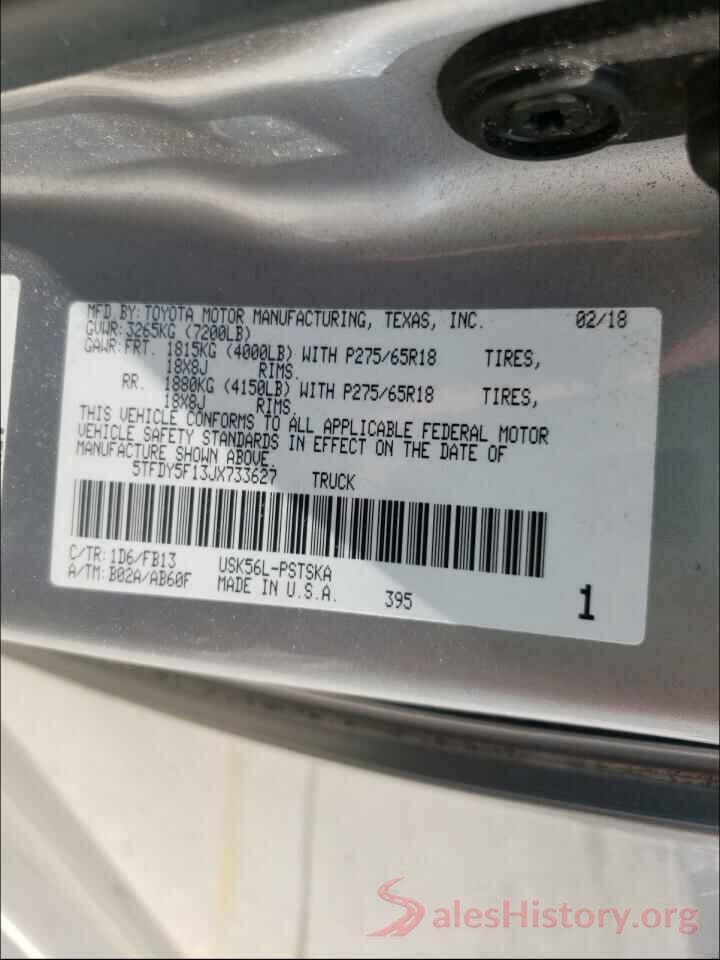 5TFDY5F13JX733627 2018 TOYOTA TUNDRA