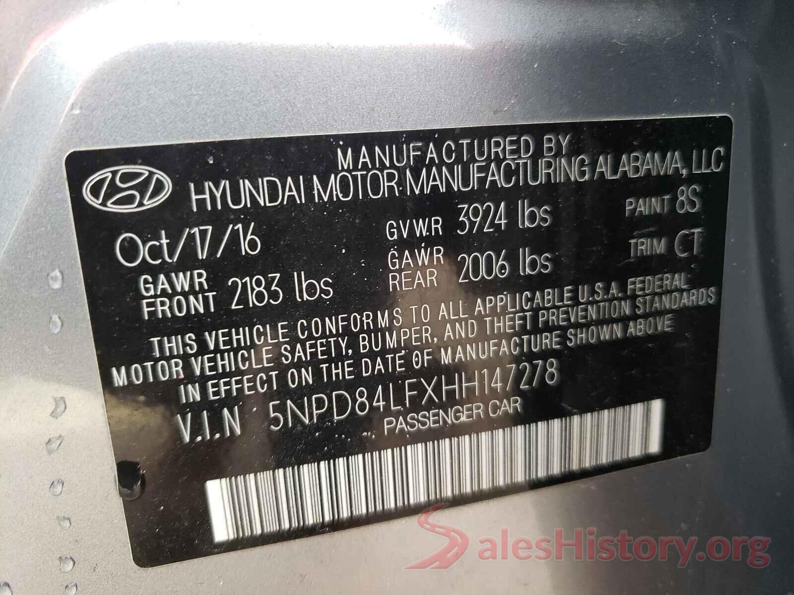 5NPD84LFXHH147278 2017 HYUNDAI ELANTRA