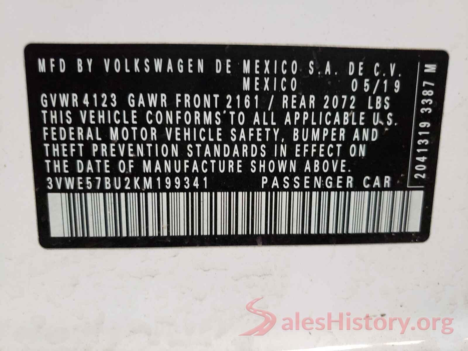 3VWE57BU2KM199341 2019 VOLKSWAGEN JETTA