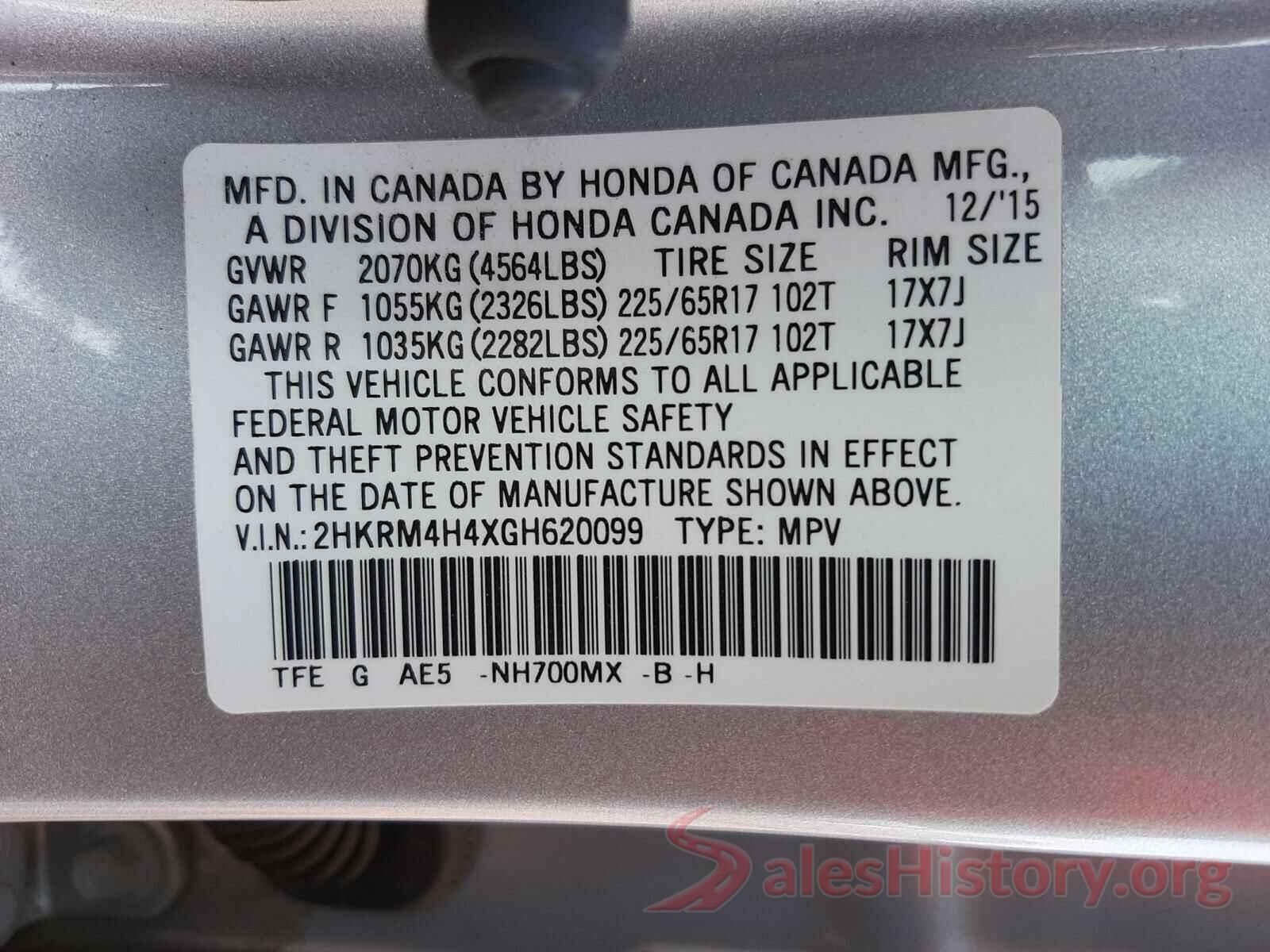 2HKRM4H4XGH620099 2016 HONDA CRV