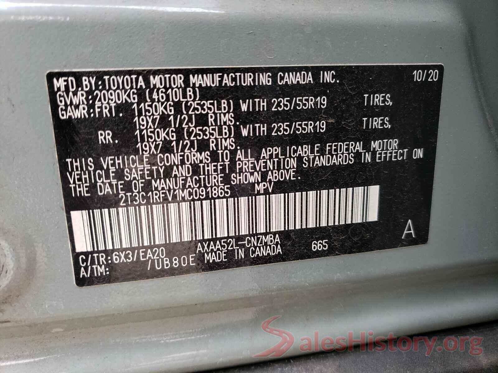 2T3C1RFV1MC091865 2021 TOYOTA RAV4