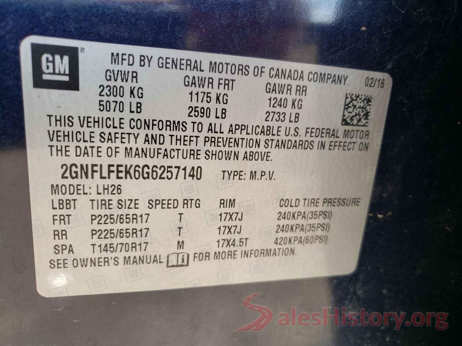 2GNFLFEK6G6257140 2016 CHEVROLET EQUINOX