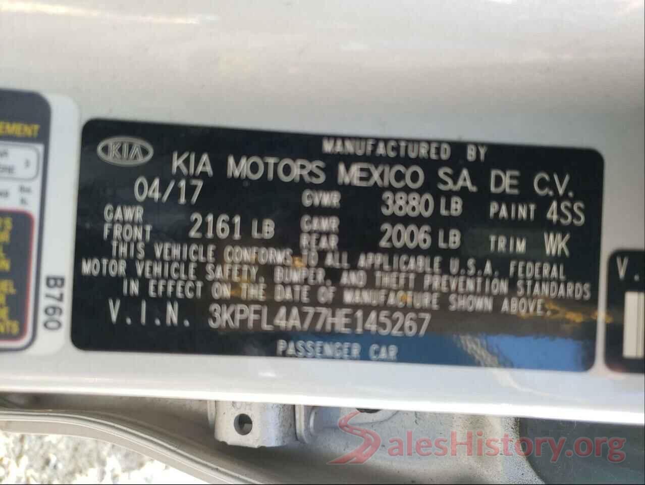 3KPFL4A77HE145267 2017 KIA FORTE