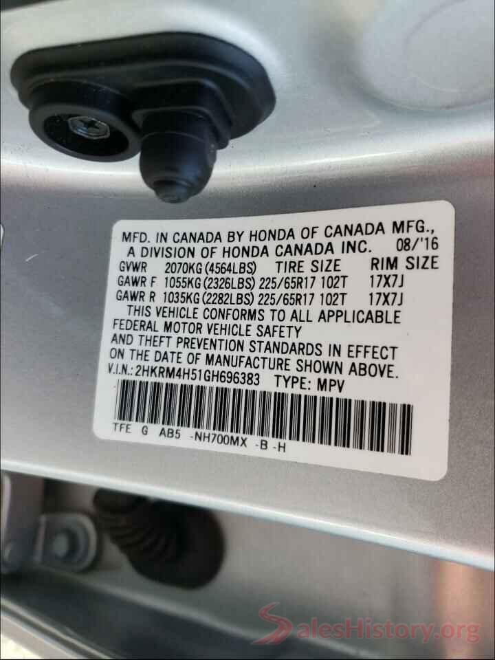 2HKRM4H51GH696383 2016 HONDA CRV