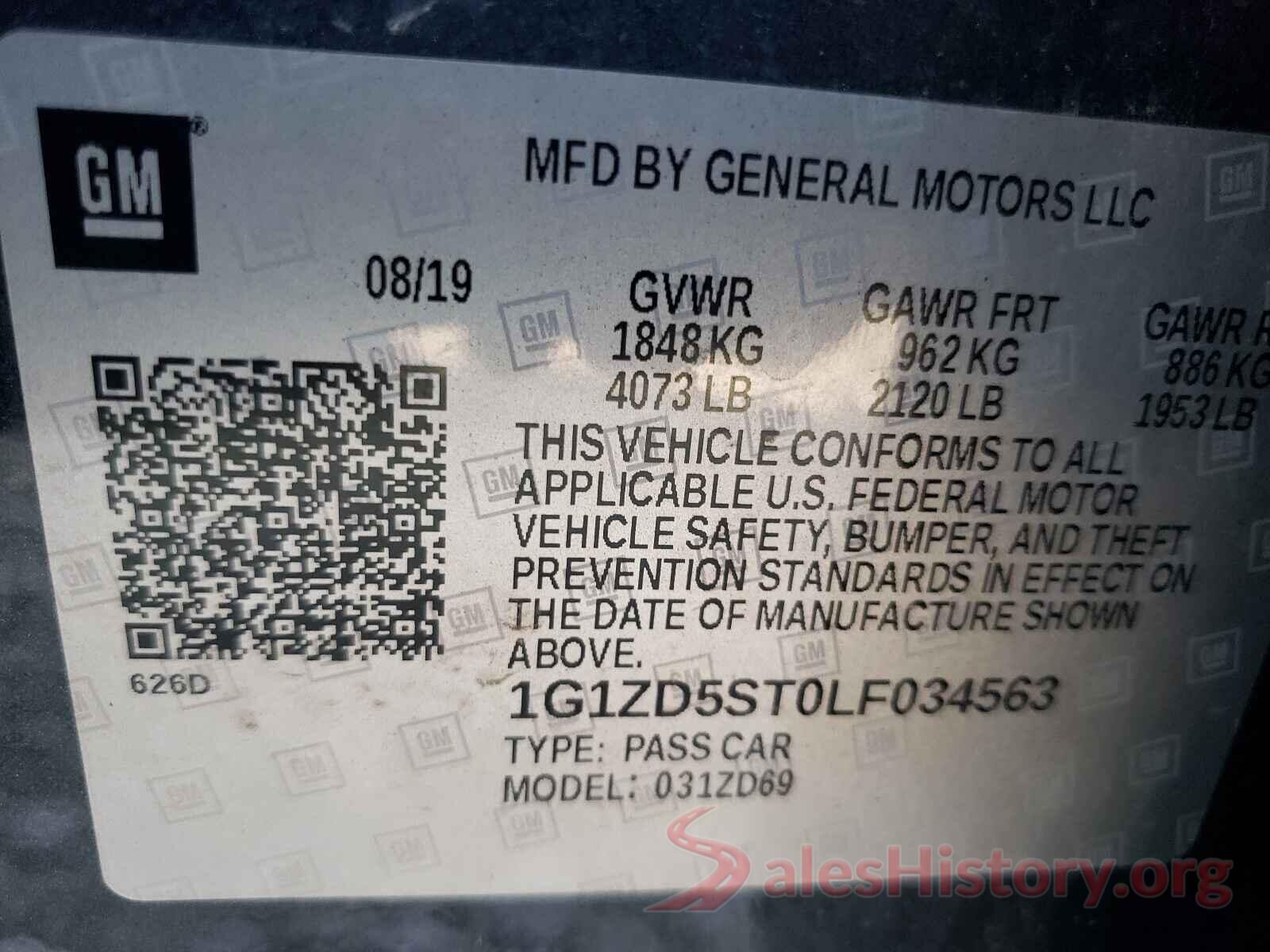 1G1ZD5ST0LF034563 2020 CHEVROLET MALIBU