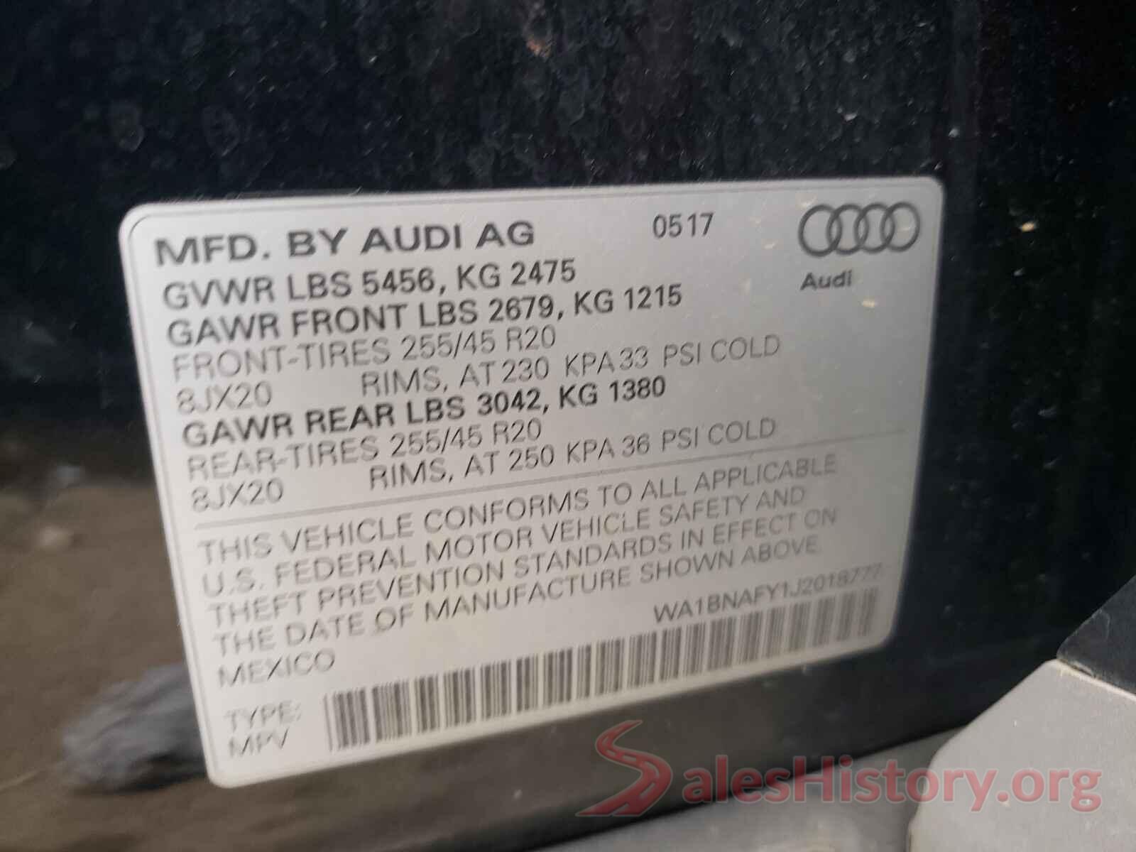 WA1BNAFY1J2018777 2018 AUDI Q5