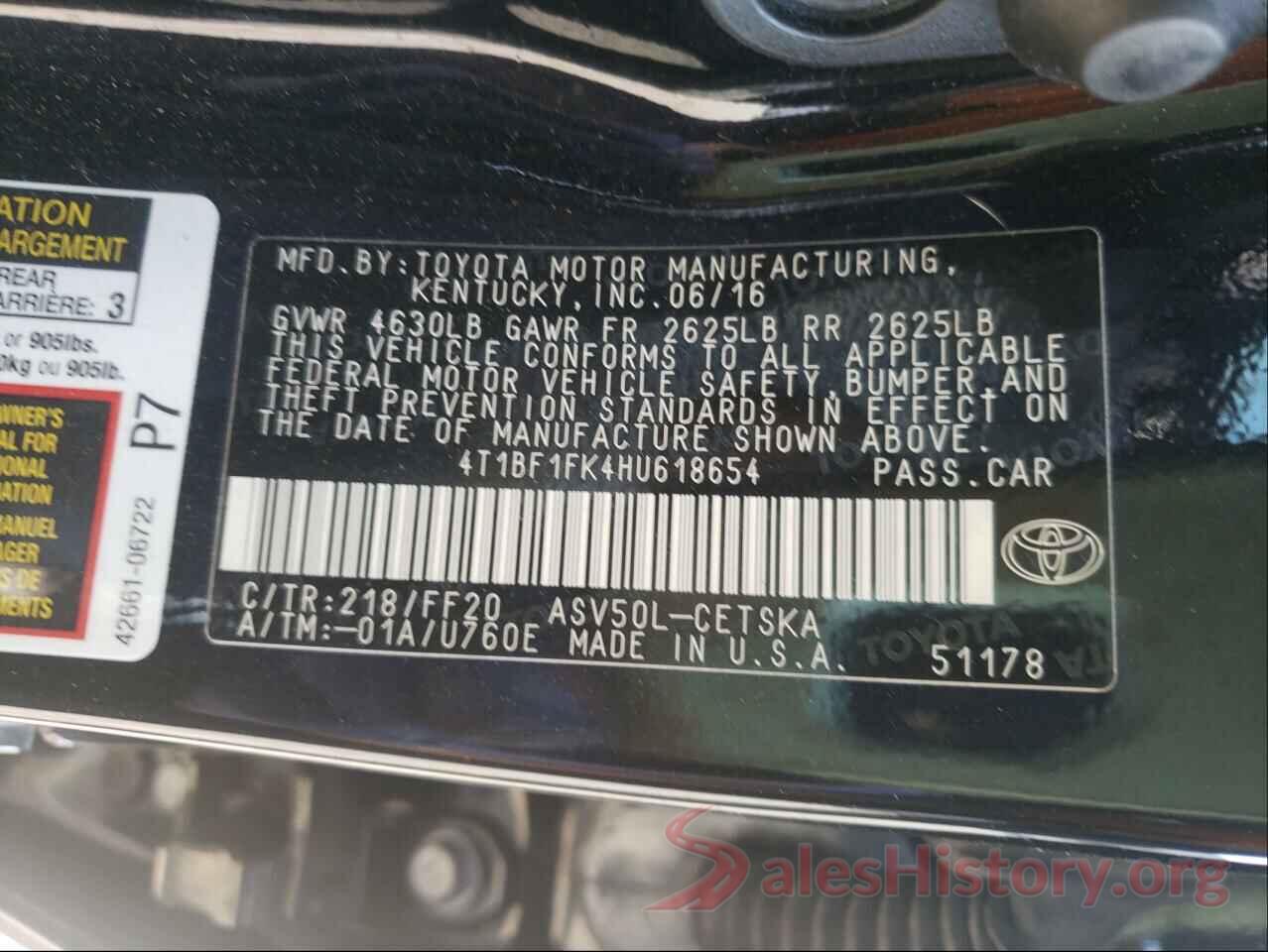 4T1BF1FK4HU618654 2017 TOYOTA CAMRY