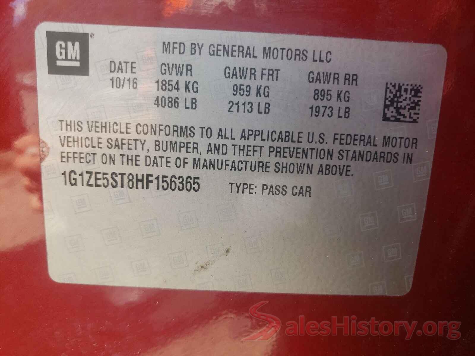 1G1ZE5ST8HF156365 2017 CHEVROLET MALIBU