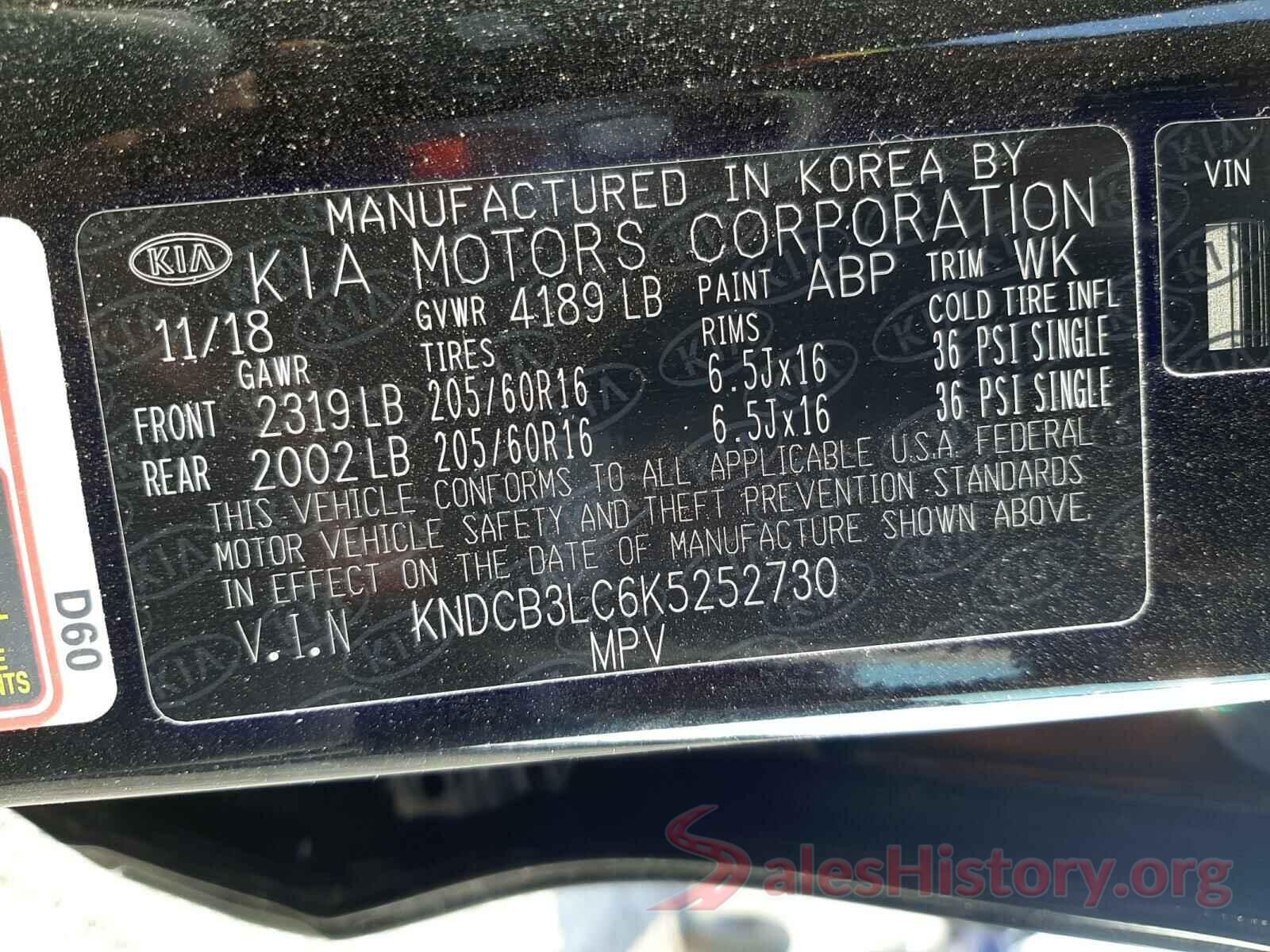 KNDCB3LC6K5252730 2019 KIA NIRO