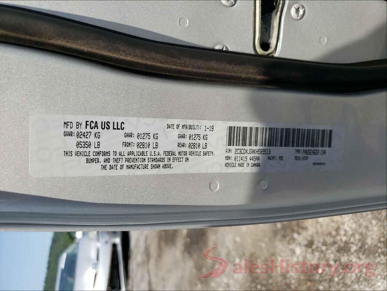 2C3CDXJG0KH589513 2019 DODGE CHARGER