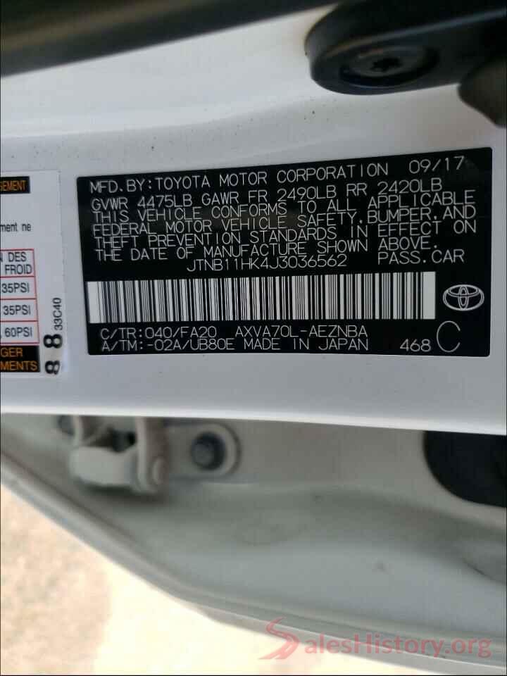 JTNB11HK4J3036562 2018 TOYOTA CAMRY