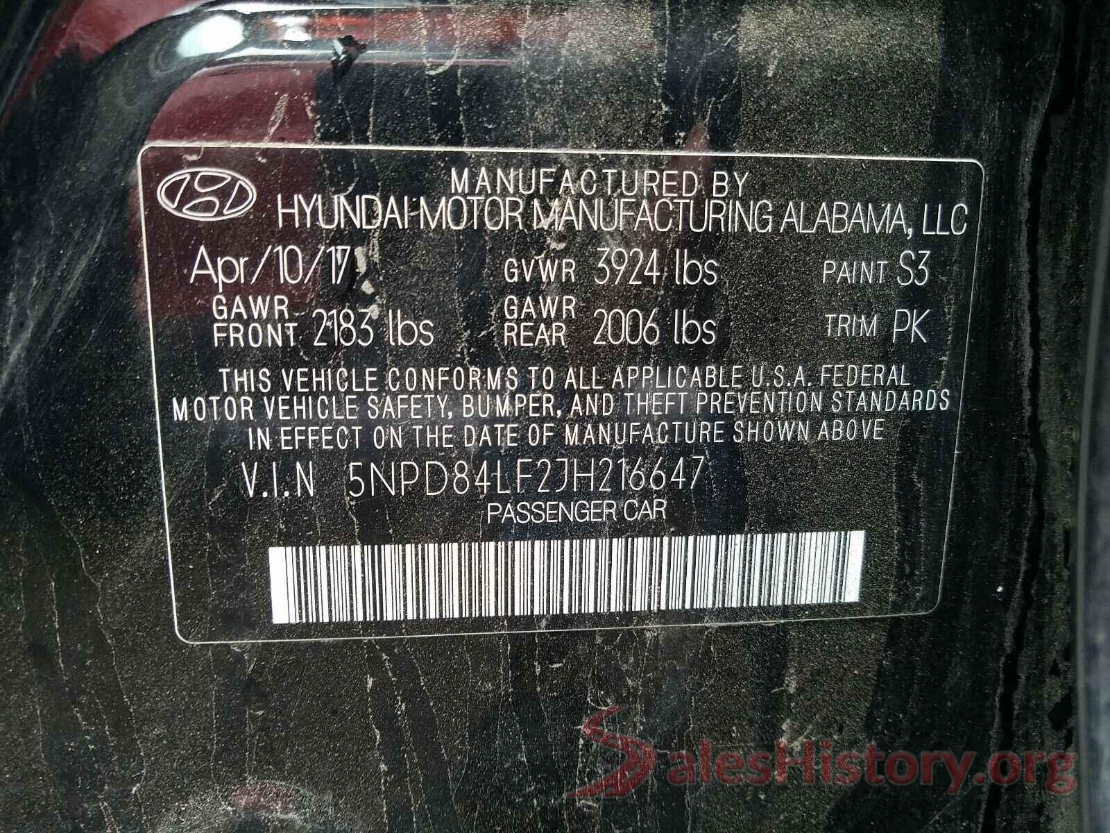 5NPD84LF2JH216647 2018 HYUNDAI ELANTRA