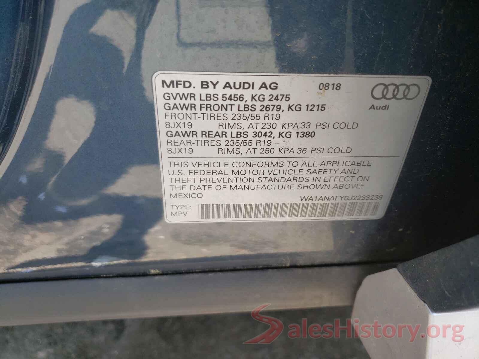 WA1ANAFY0J2233238 2018 AUDI Q5