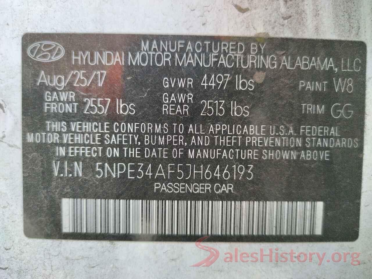 5NPE34AF5JH646193 2018 HYUNDAI SONATA