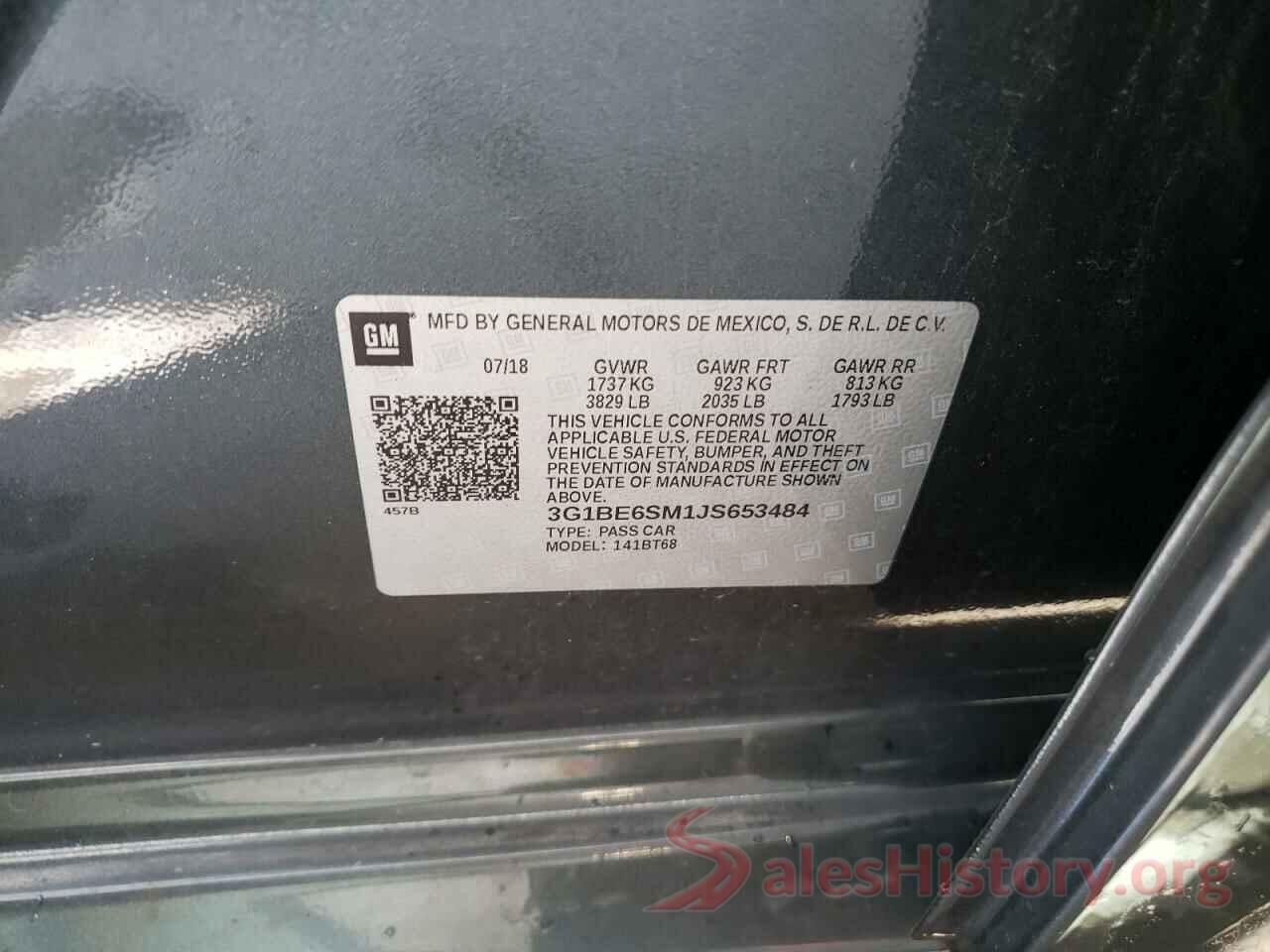 3G1BE6SM1JS653484 2018 CHEVROLET CRUZE