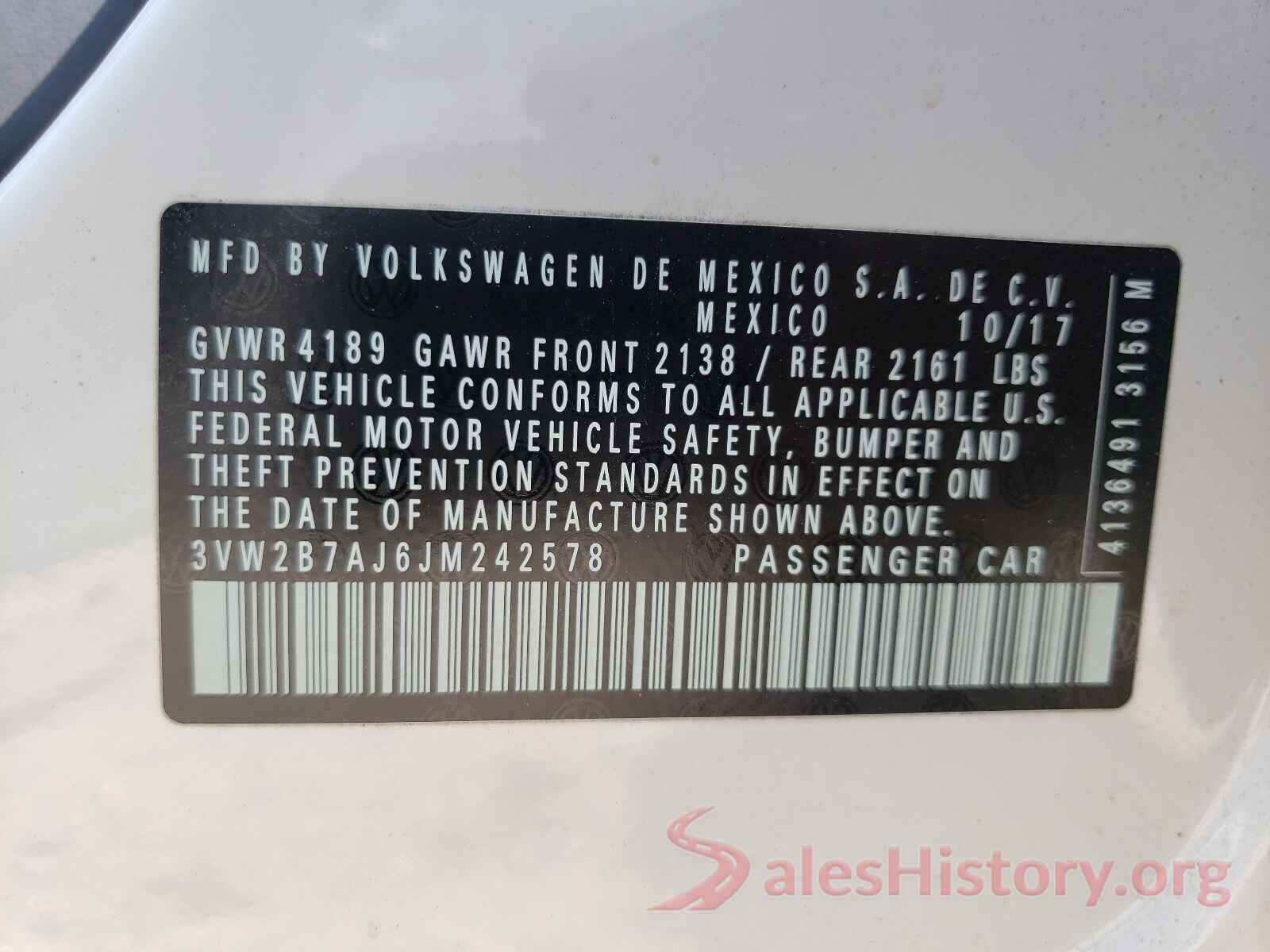 3VW2B7AJ6JM242578 2018 VOLKSWAGEN JETTA