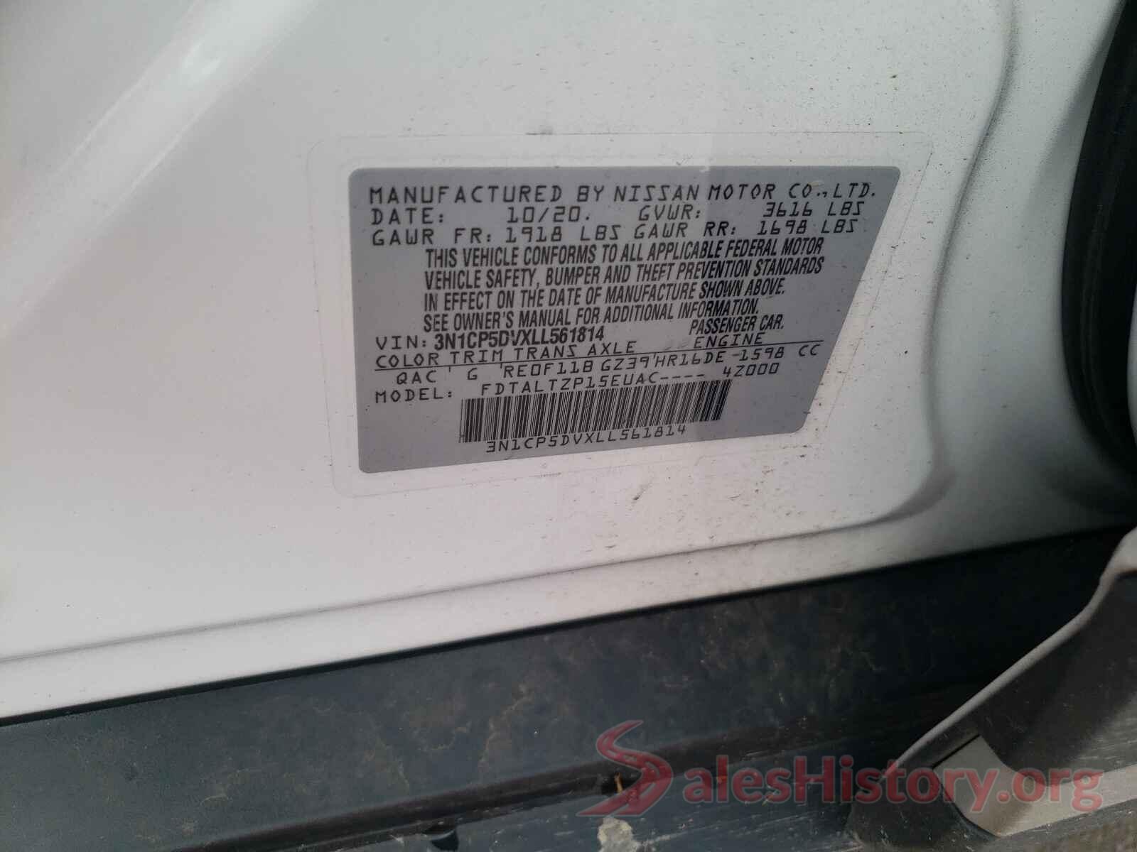 3N1CP5DVXLL561814 2020 NISSAN KICKS