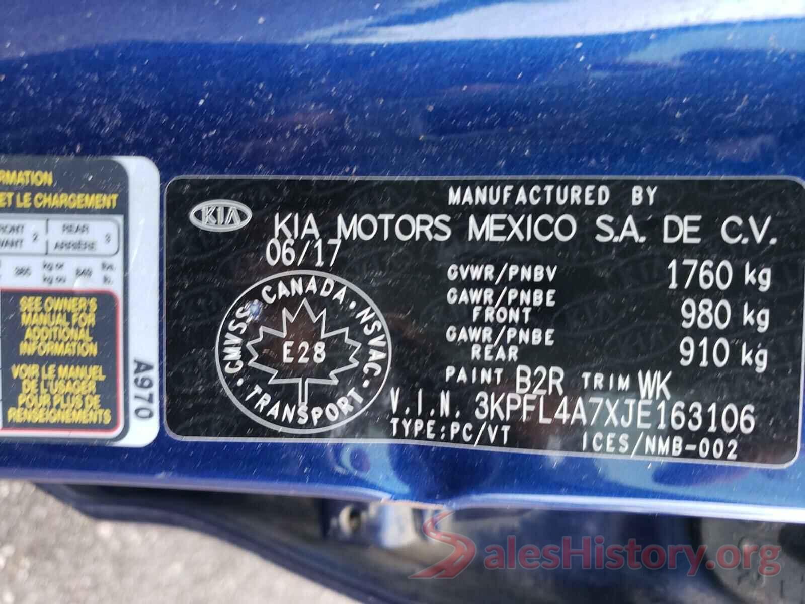 3KPFL4A7XJE163106 2018 KIA FORTE