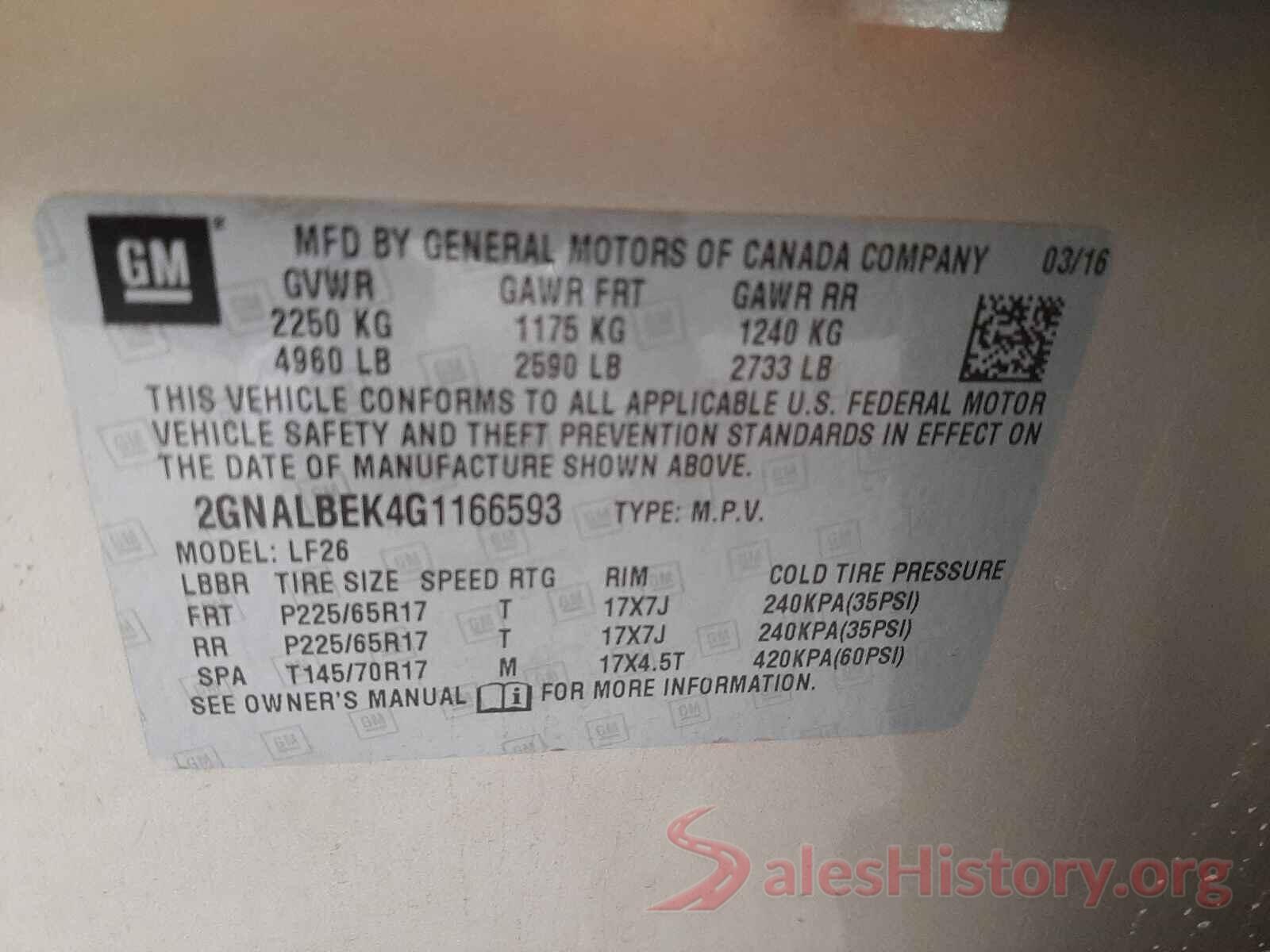 2GNALBEK4G1166593 2016 CHEVROLET EQUINOX