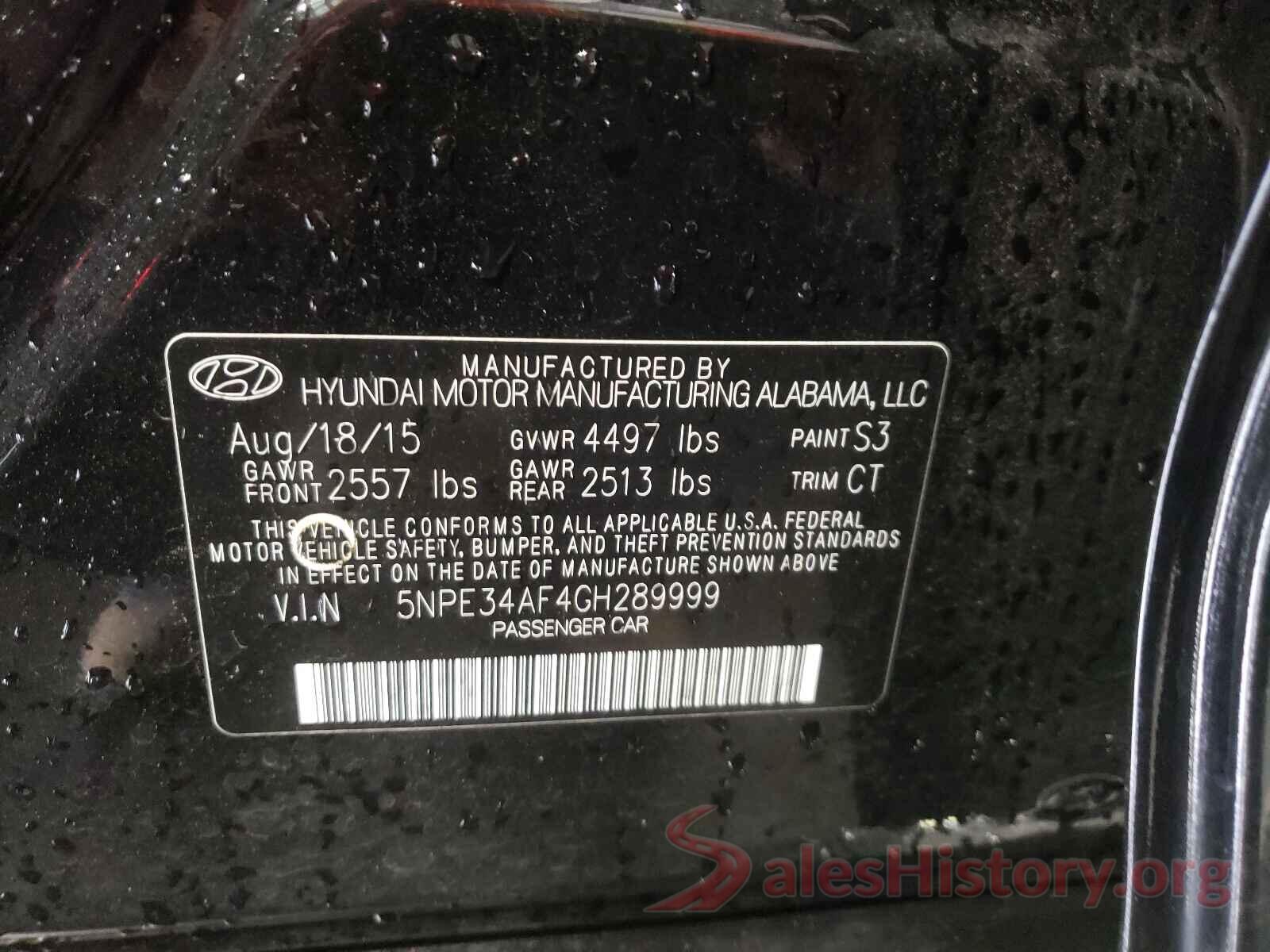 5NPE34AF4GH289999 2016 HYUNDAI SONATA