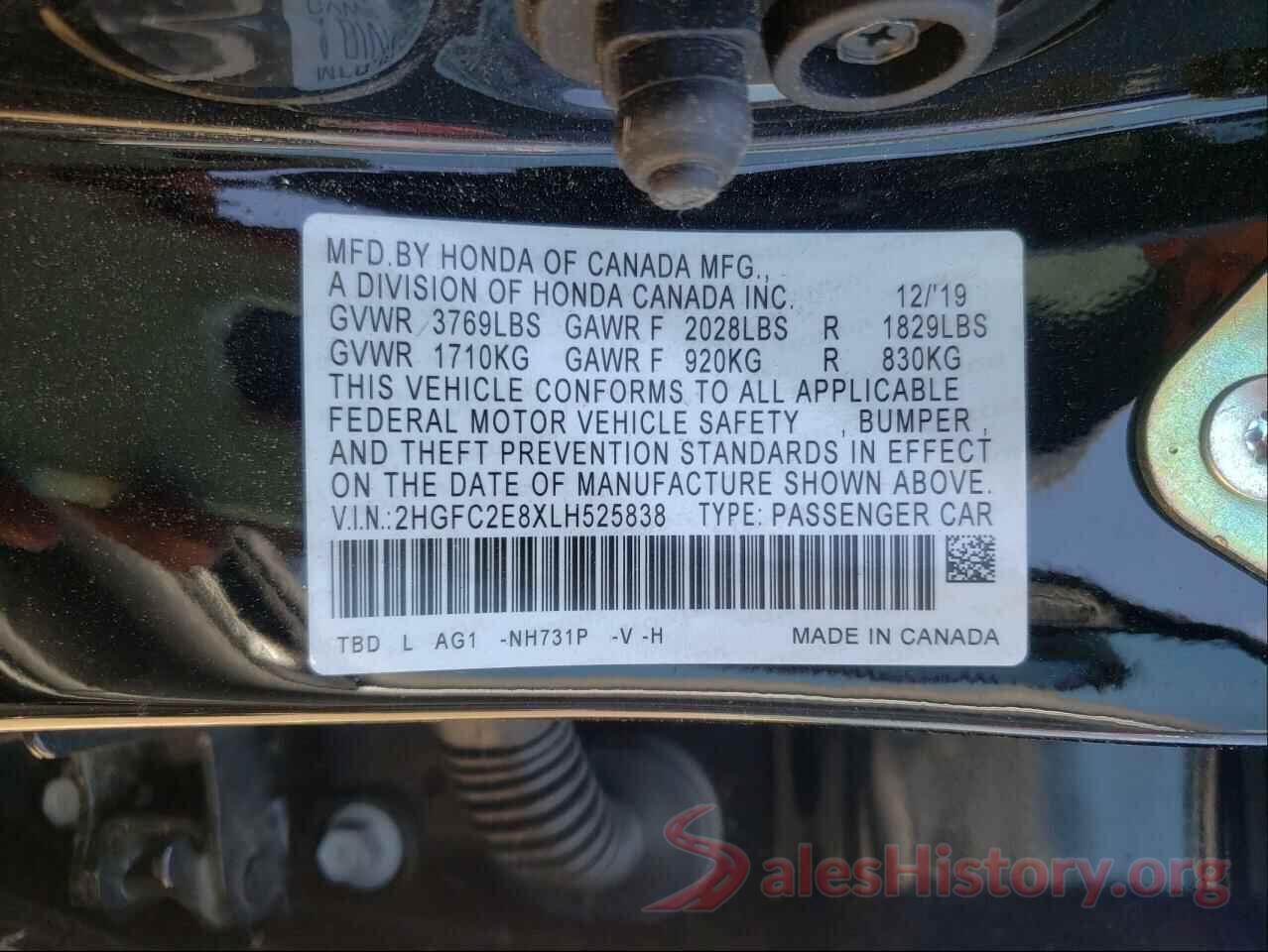 2HGFC2E8XLH525838 2020 HONDA CIVIC