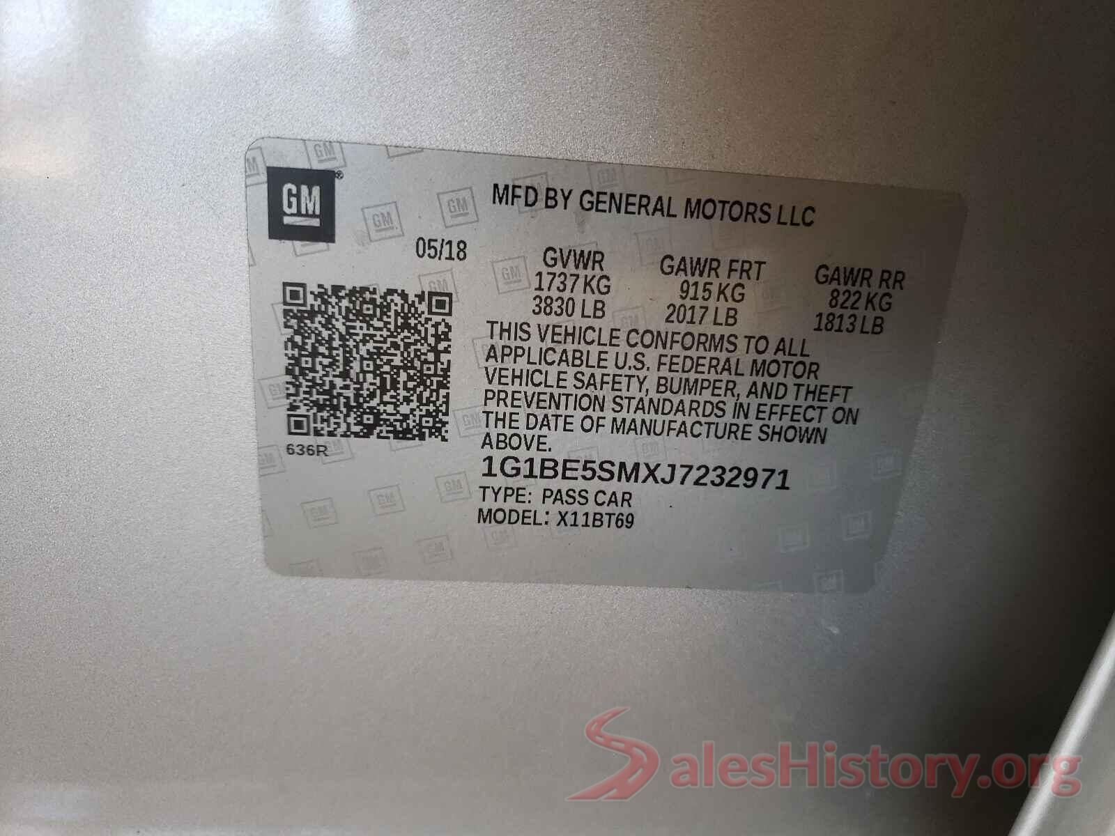 1G1BE5SMXJ7232971 2018 CHEVROLET CRUZE