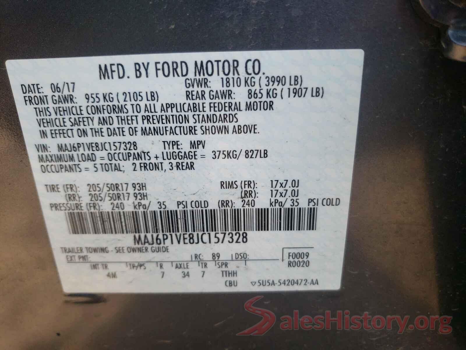 MAJ6P1VE8JC157328 2018 FORD ALL OTHER