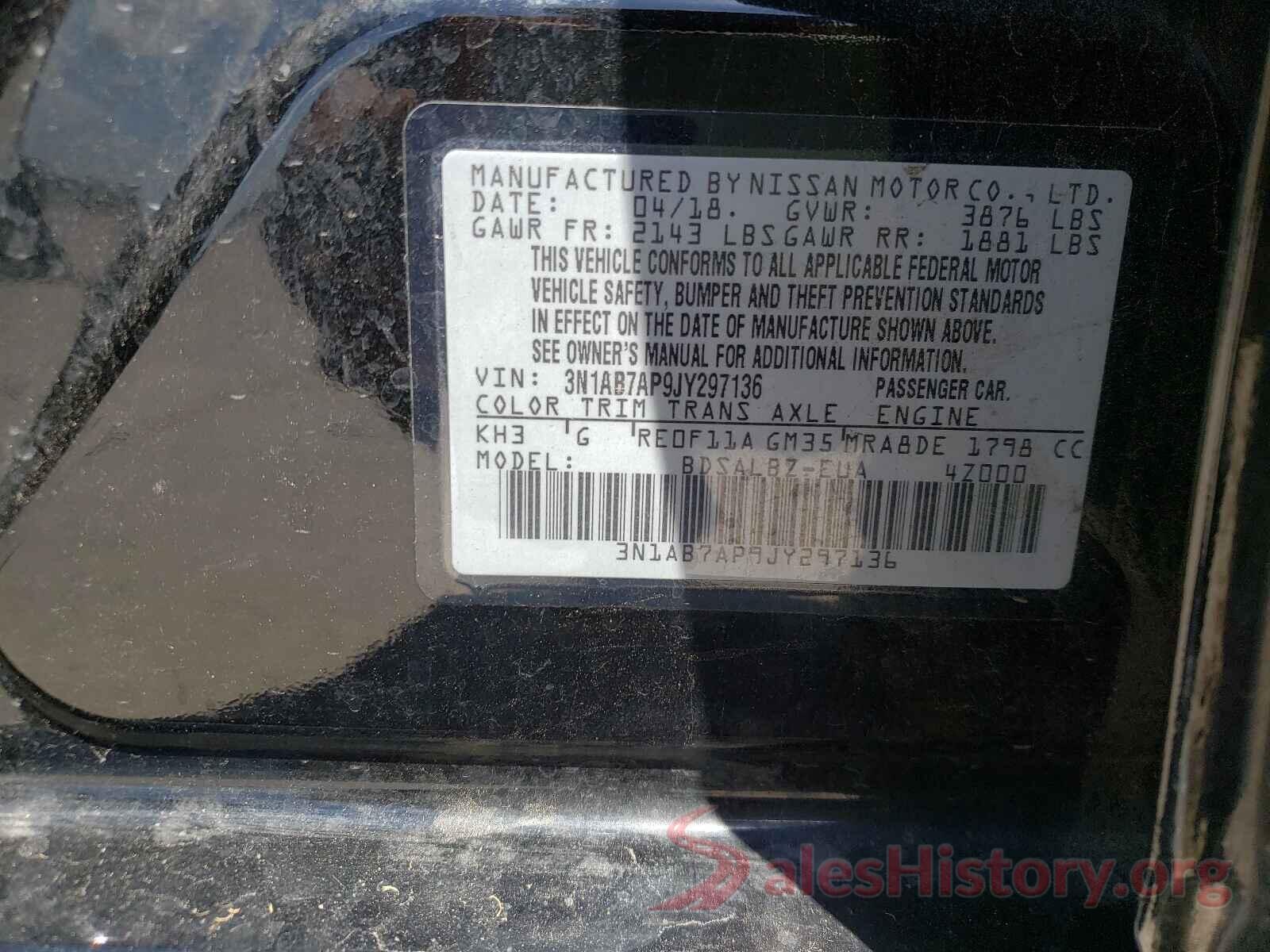 3N1AB7AP9JY297136 2018 NISSAN SENTRA