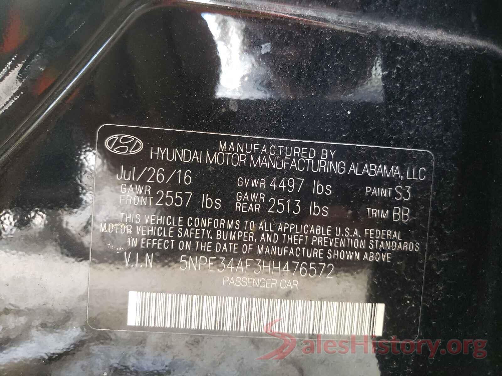 5NPE34AF3HH476572 2017 HYUNDAI SONATA