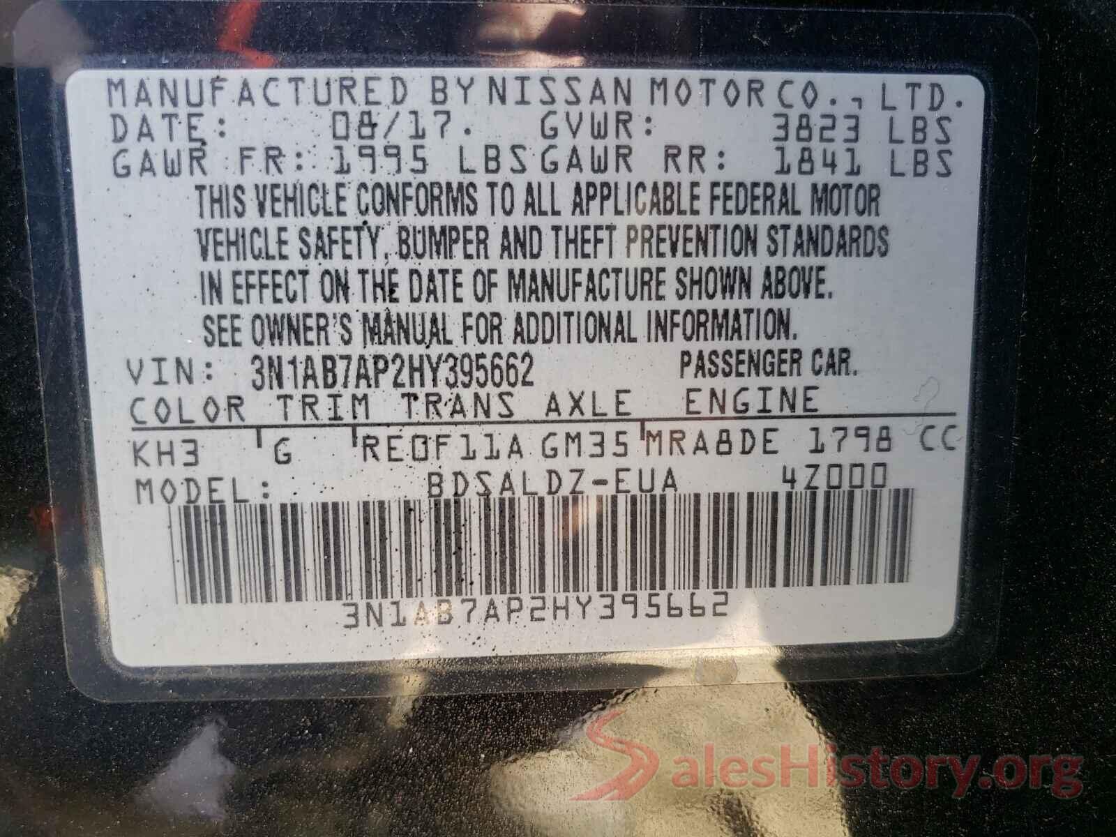 3N1AB7AP2HY395662 2017 NISSAN SENTRA